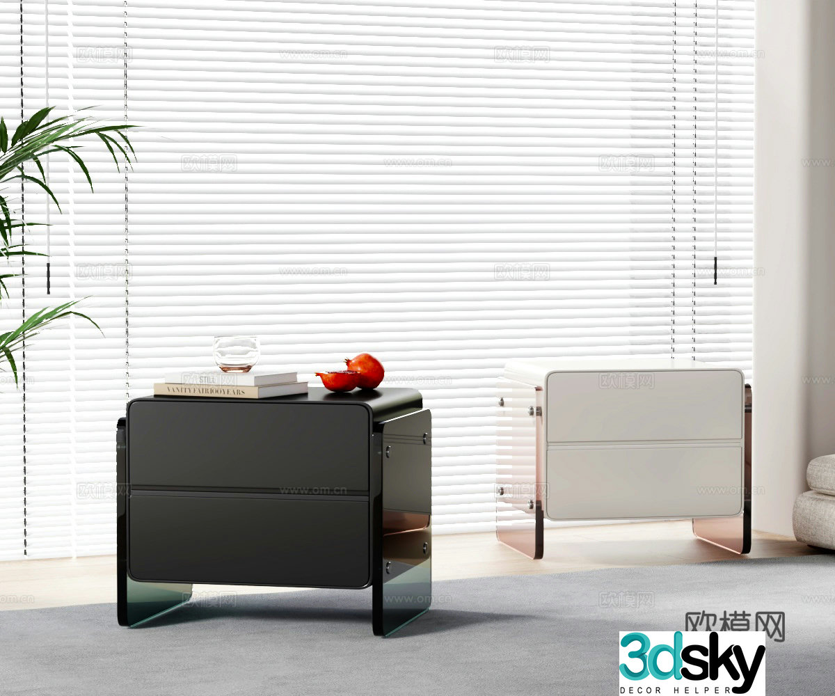 Modern acrylic bedside table 3d model