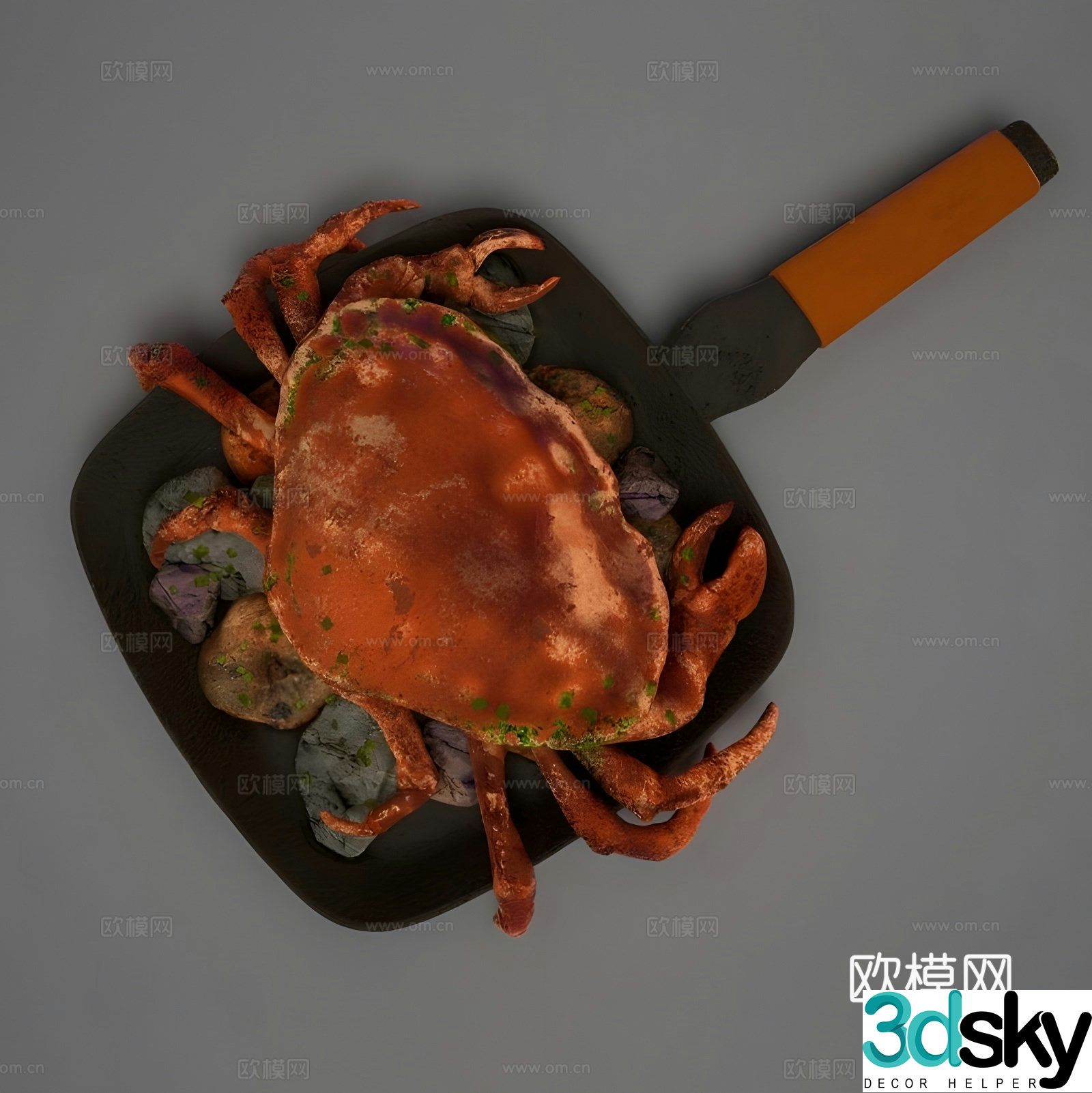 Boiled crab cooked food 3d model