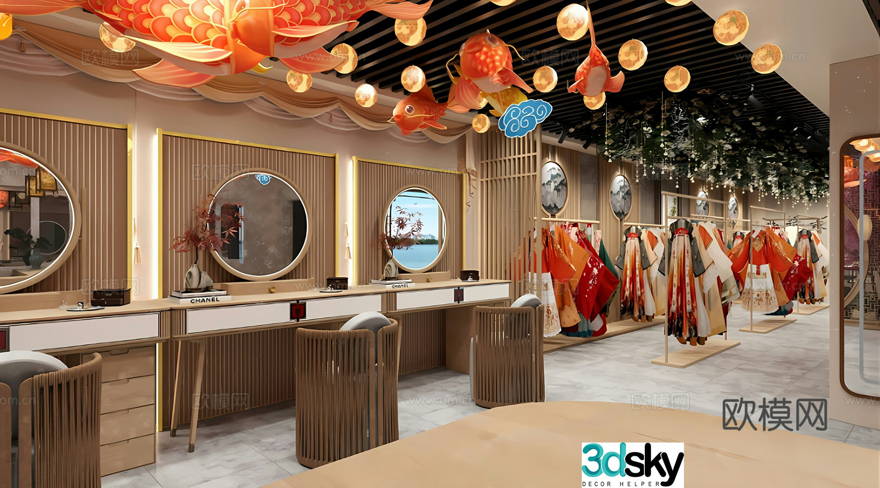 New Chinese Clothing Store Hanfu Hall 3D model