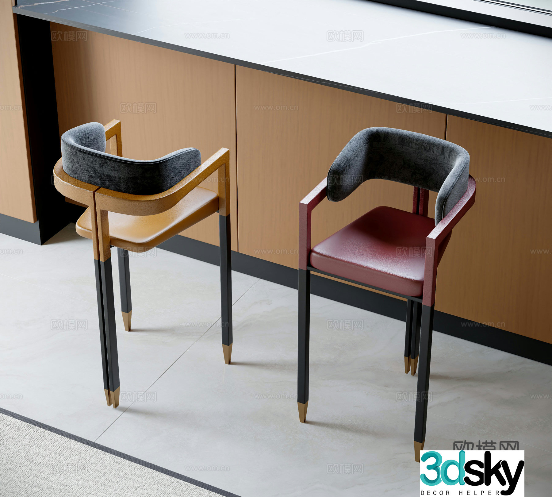 Modern bar stool bar stool high stool 3d model