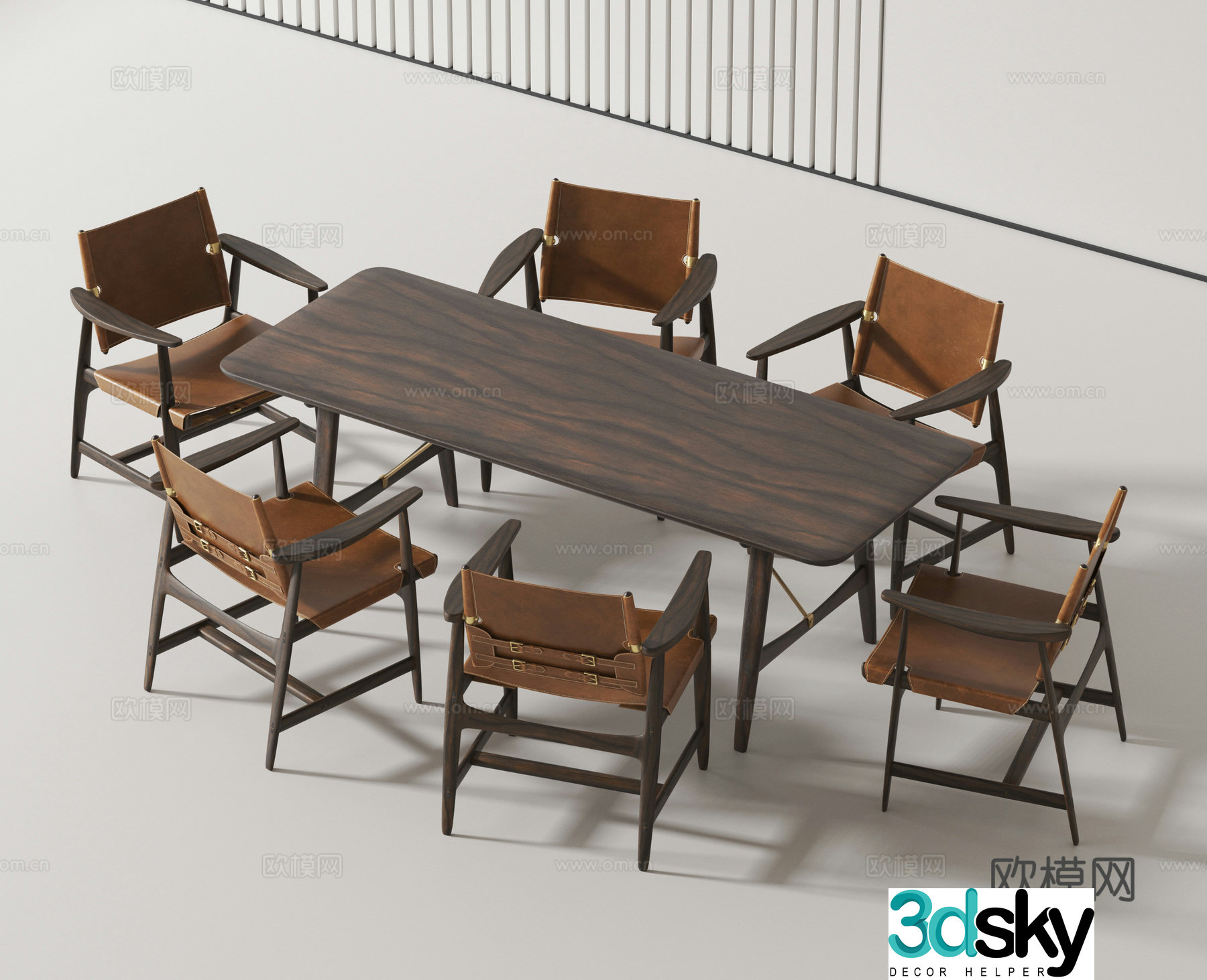 Modern dining table and chairs 3d model