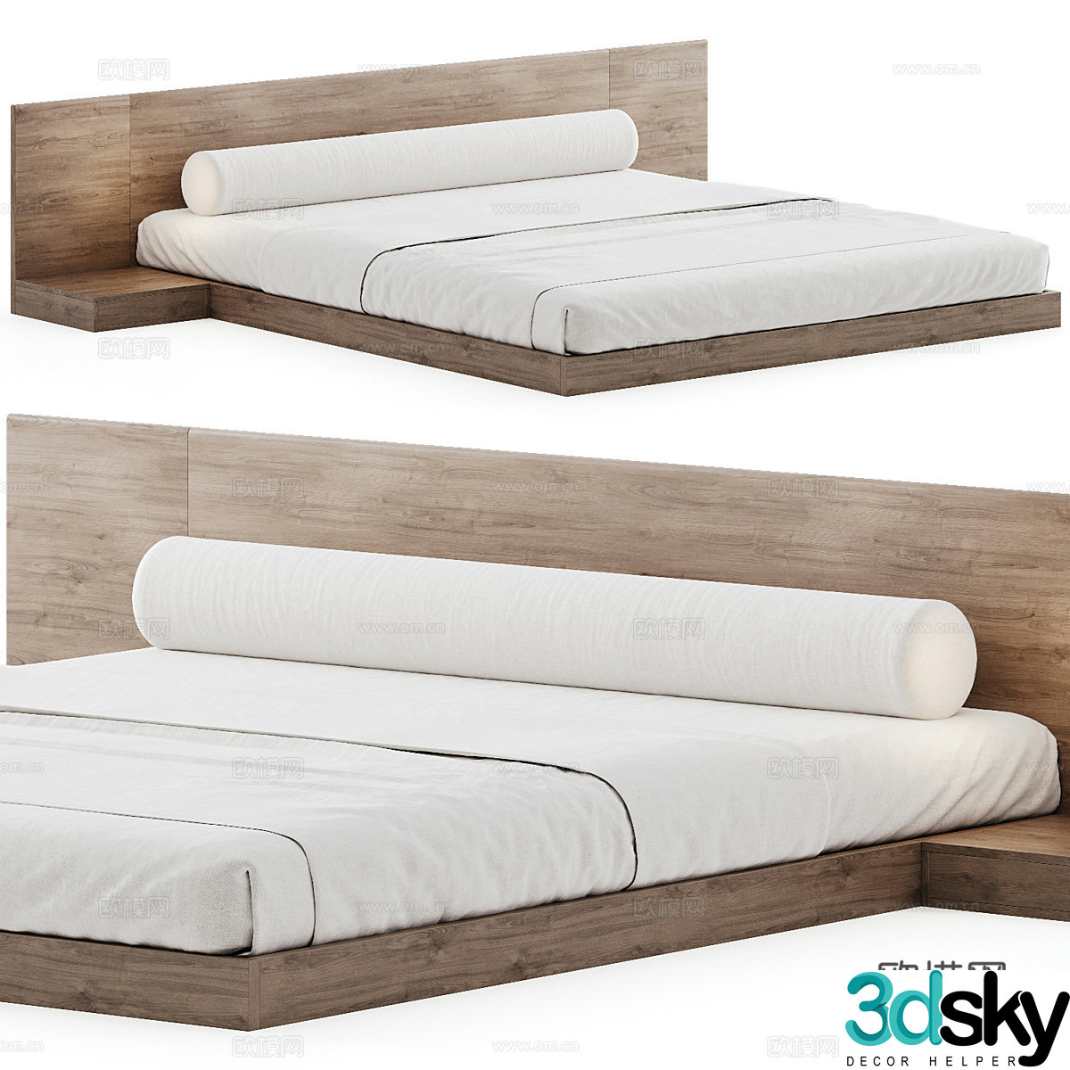 Wabi-sabi double bed 3d model