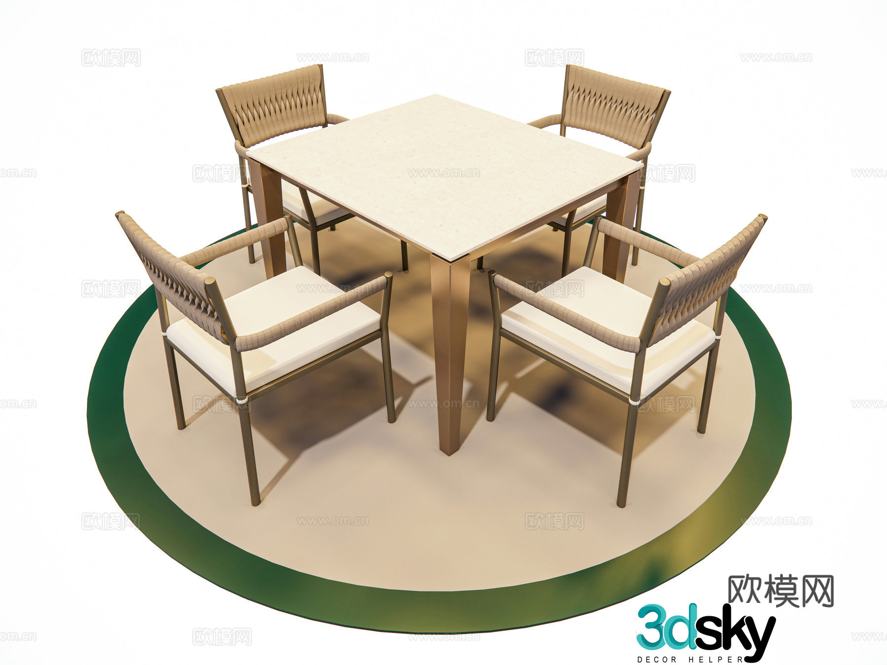 Modern outdoor dining table and chairs 3d model