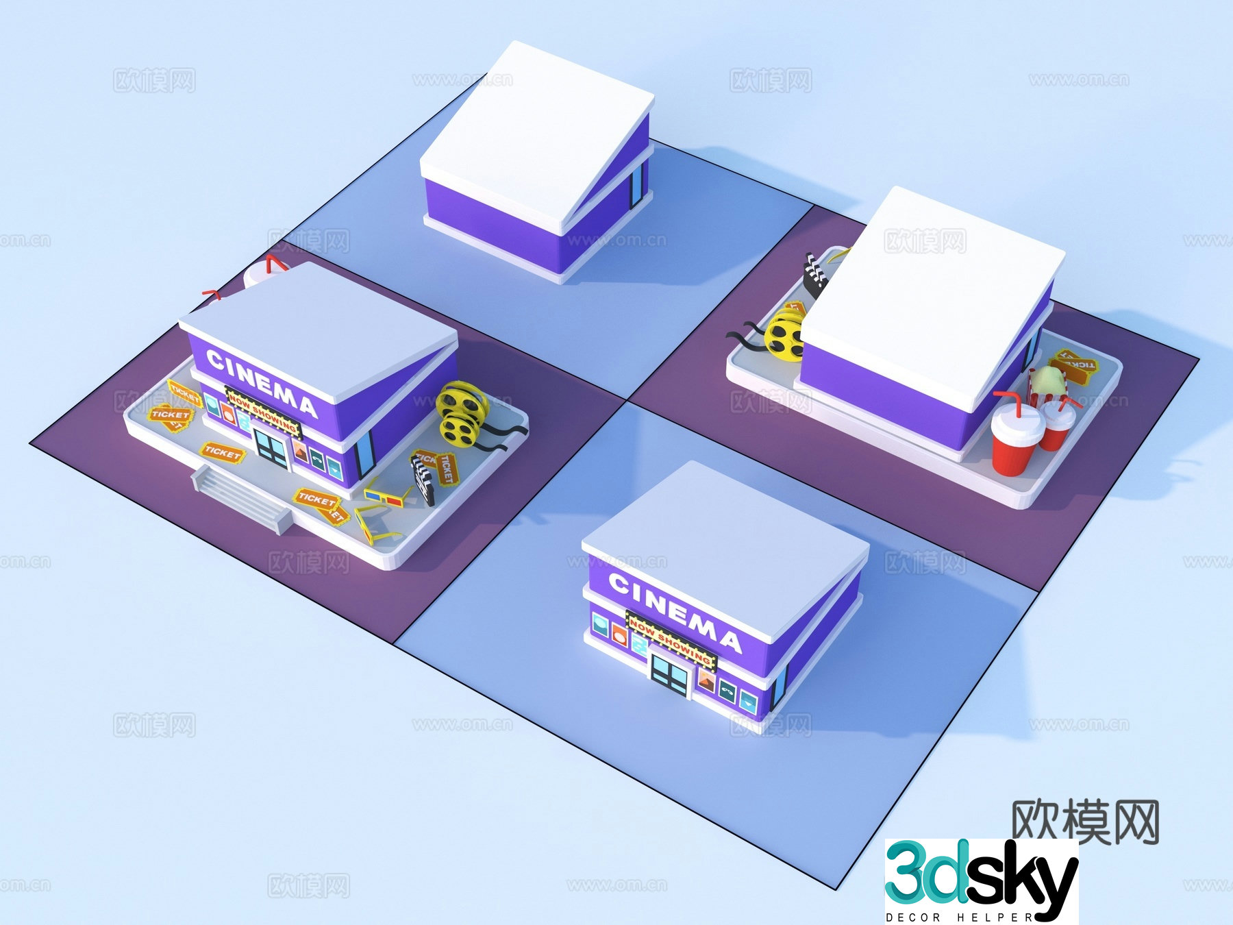Cartoon toys architectural sketch 3d model