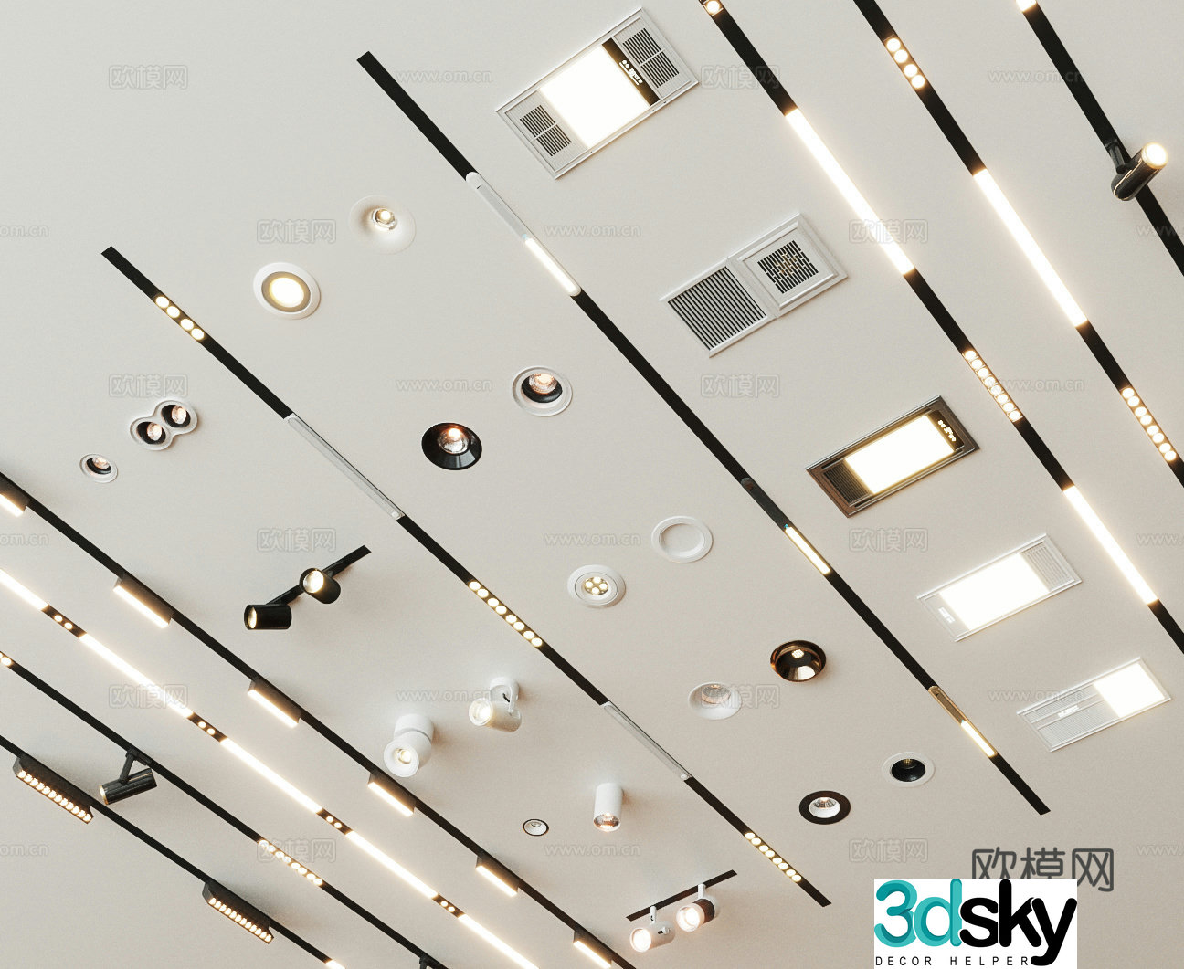 Modern downlight spotlight magnetic light 3d model