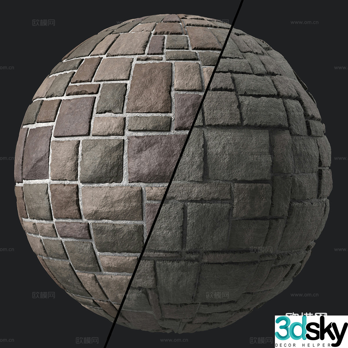 Exterior wall brick culture stone 3d model