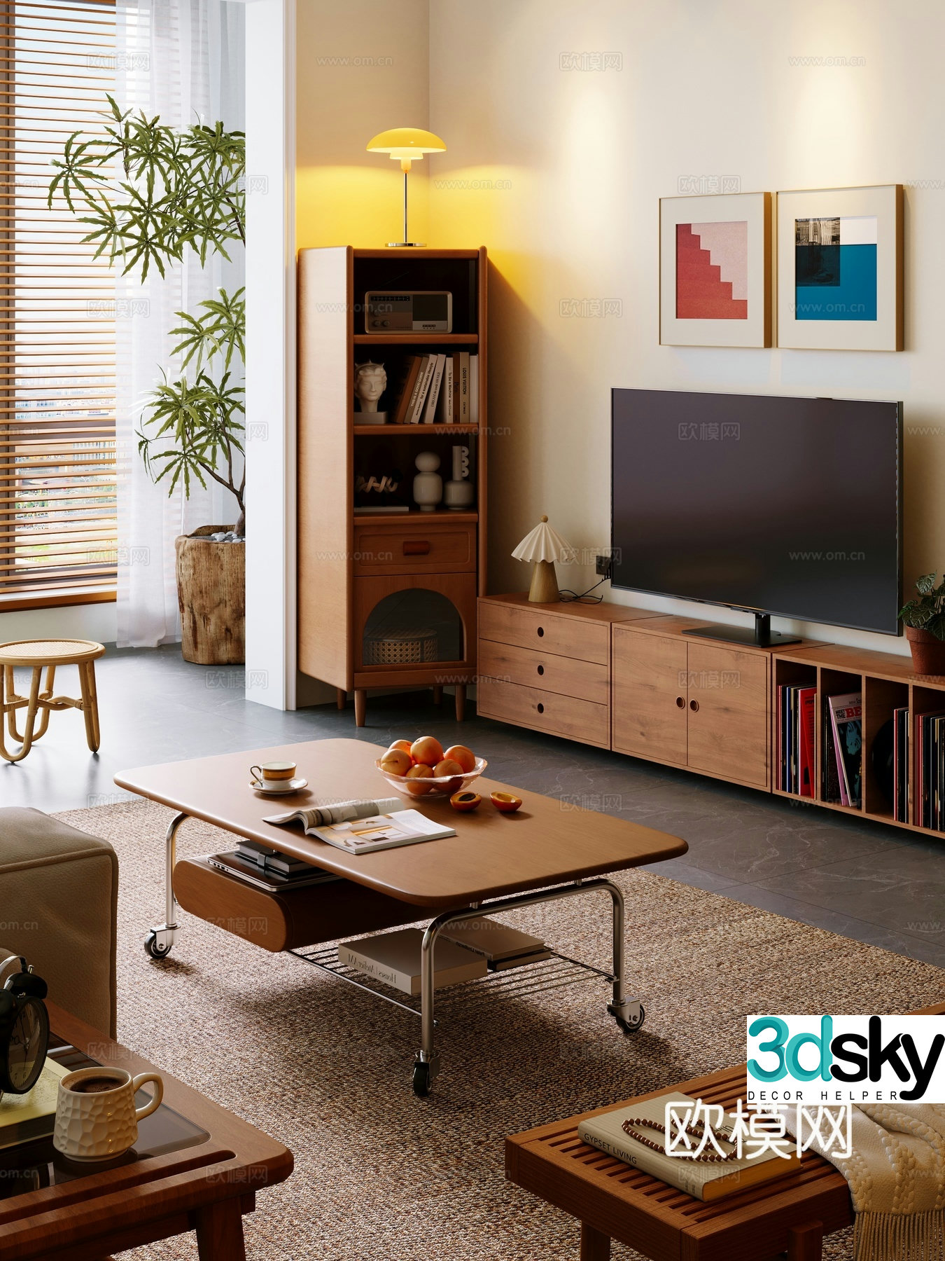 Medieval style coffee table TV cabinet 3D model