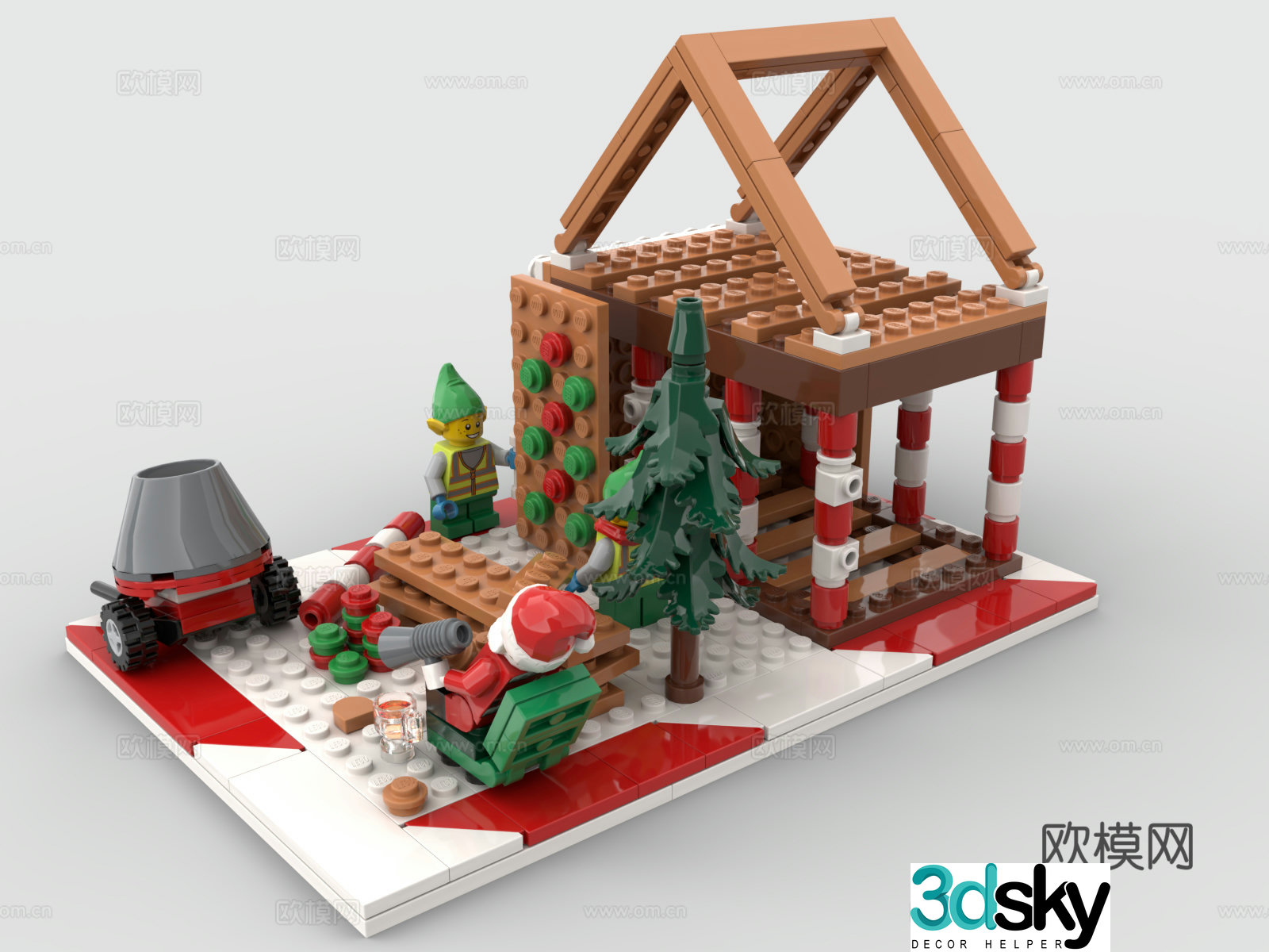Lego LEGO Christmas construction site building block toy 3d model