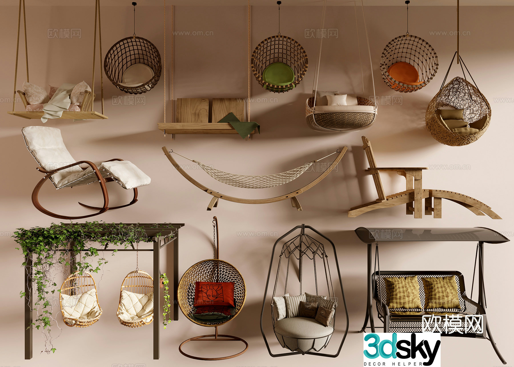 Hanging chair patio chair 3d model