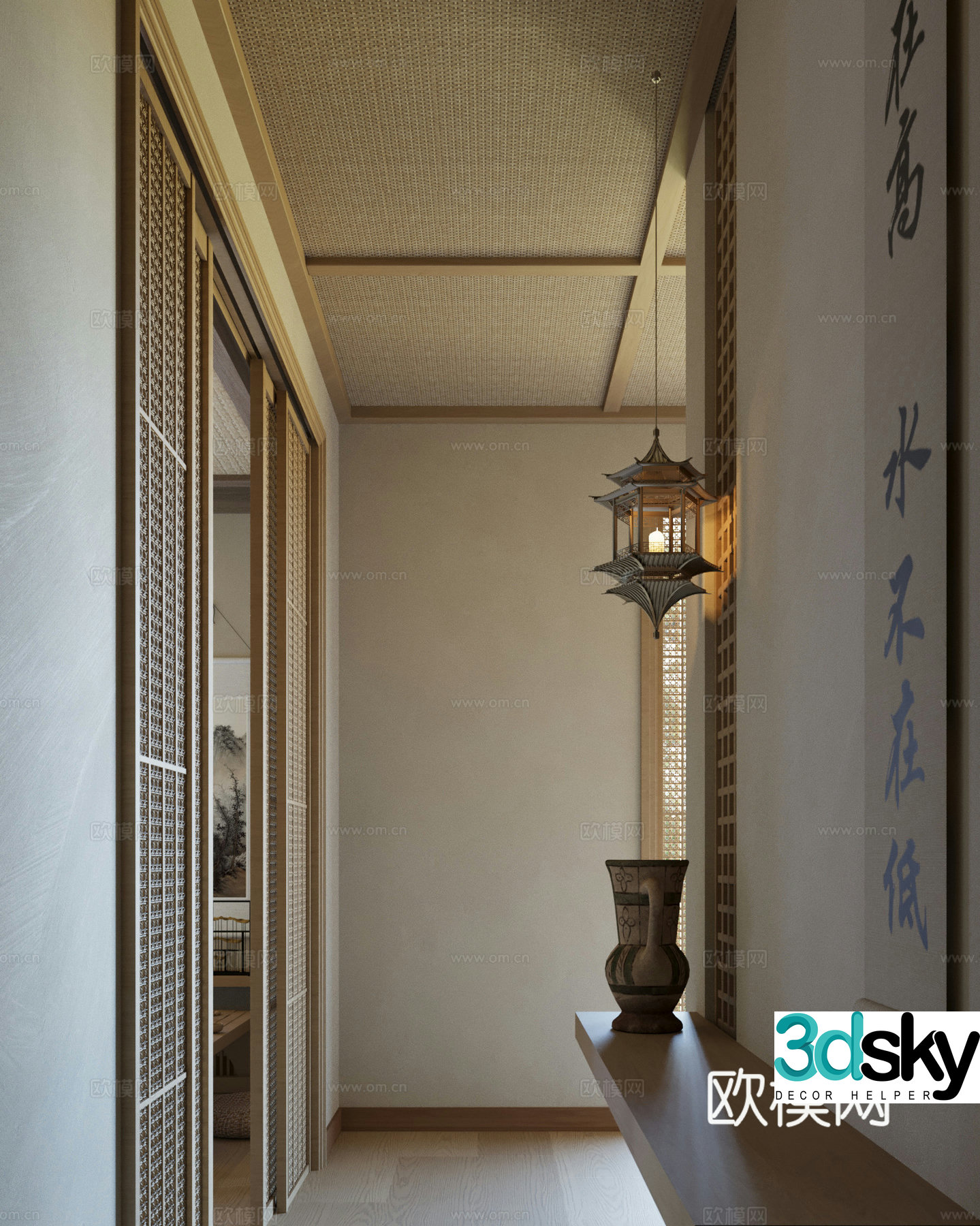 New Chinese style entrance aisle 3D model