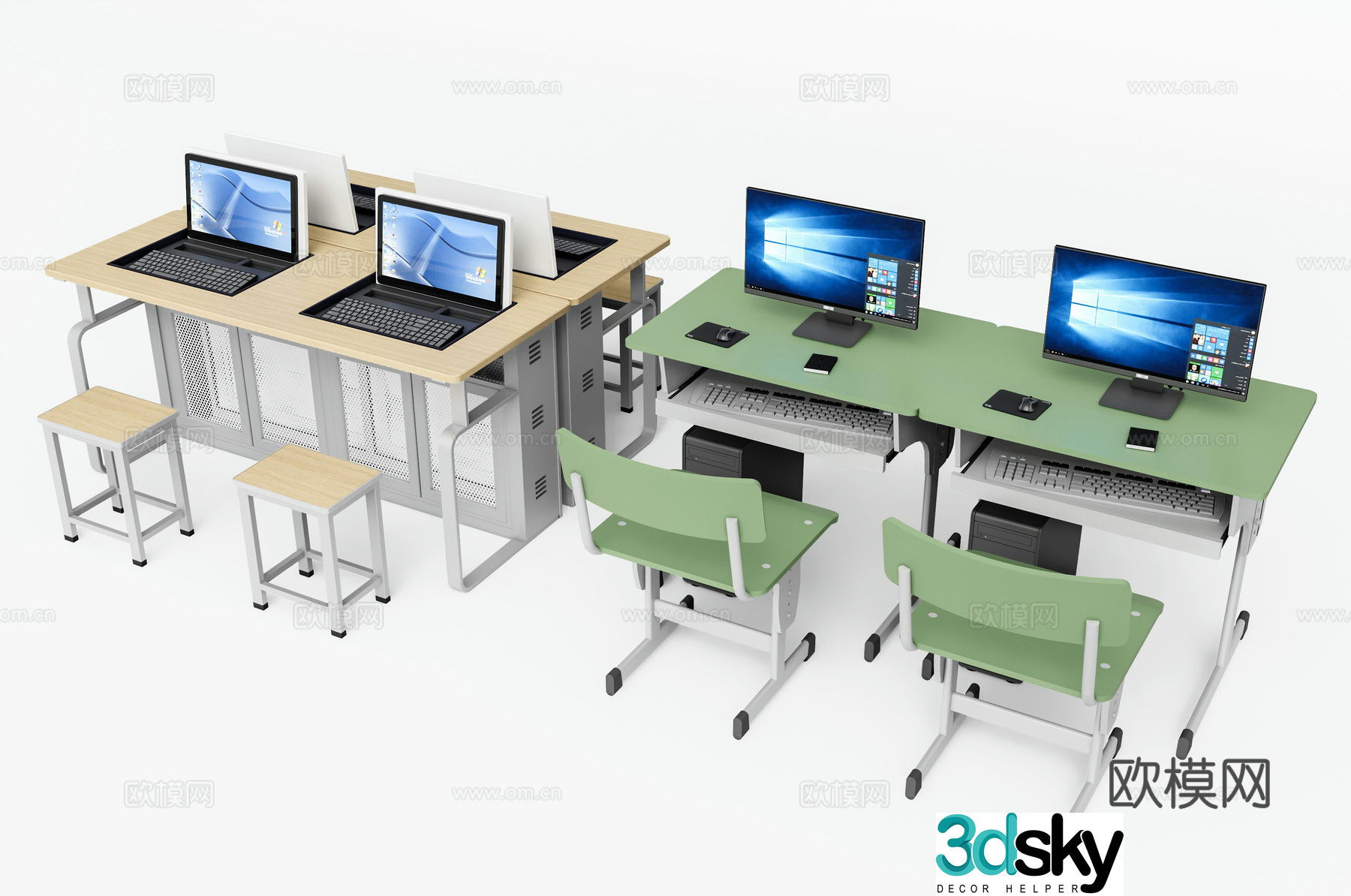 Modern computer desks and chairs computer desk desks and chairs 3d model