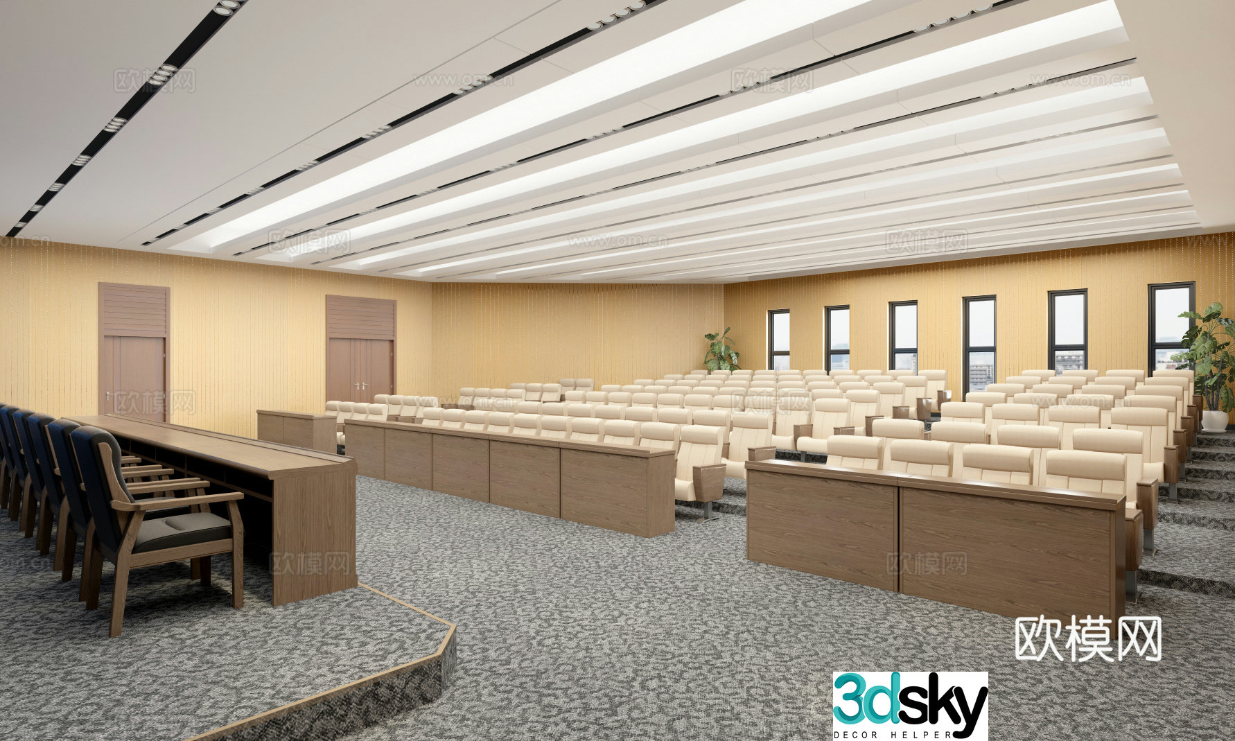 Modern staircase multi-functional lecture hall 3D model