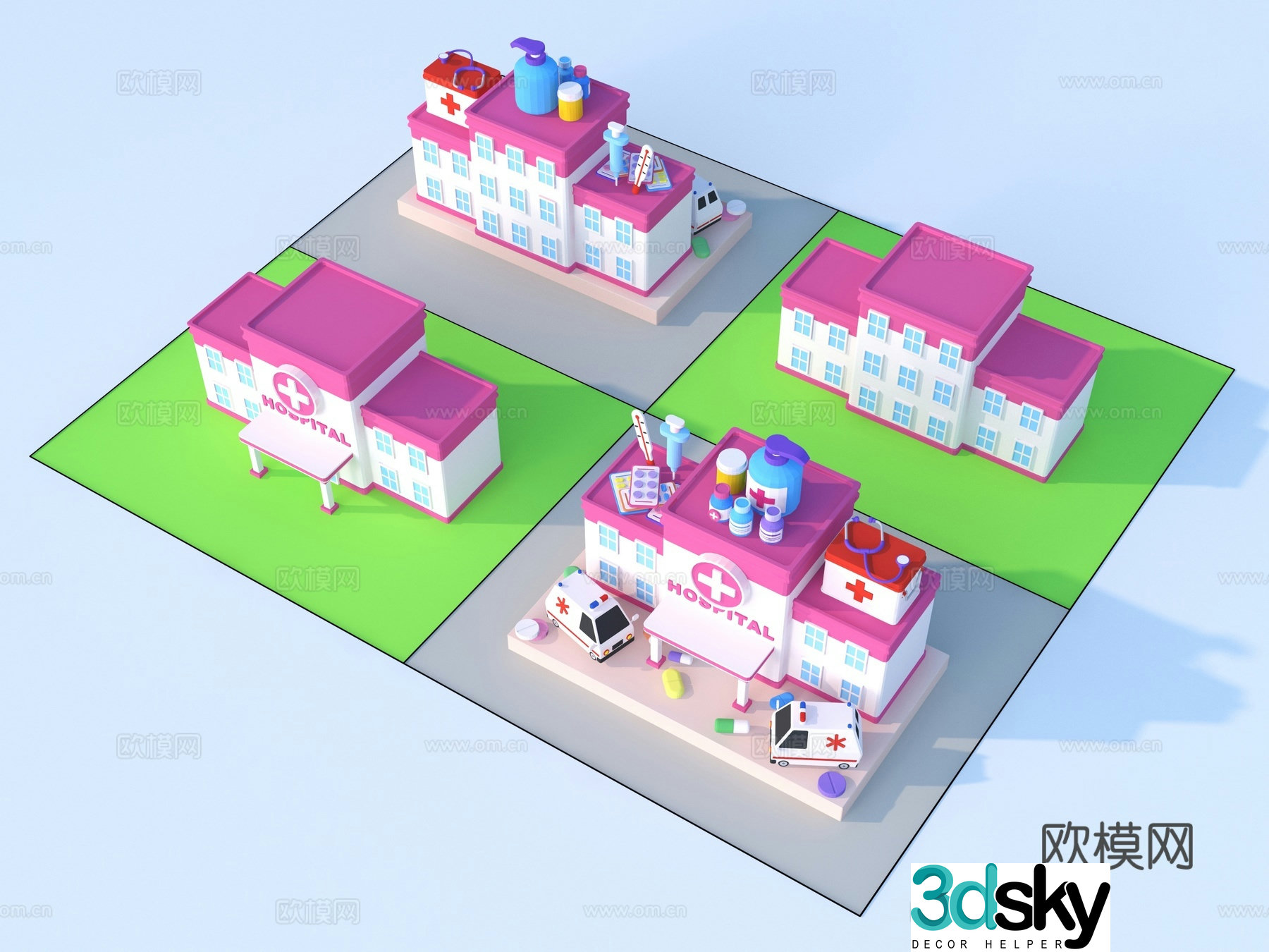 Cartoon toys architectural sketch 3d model