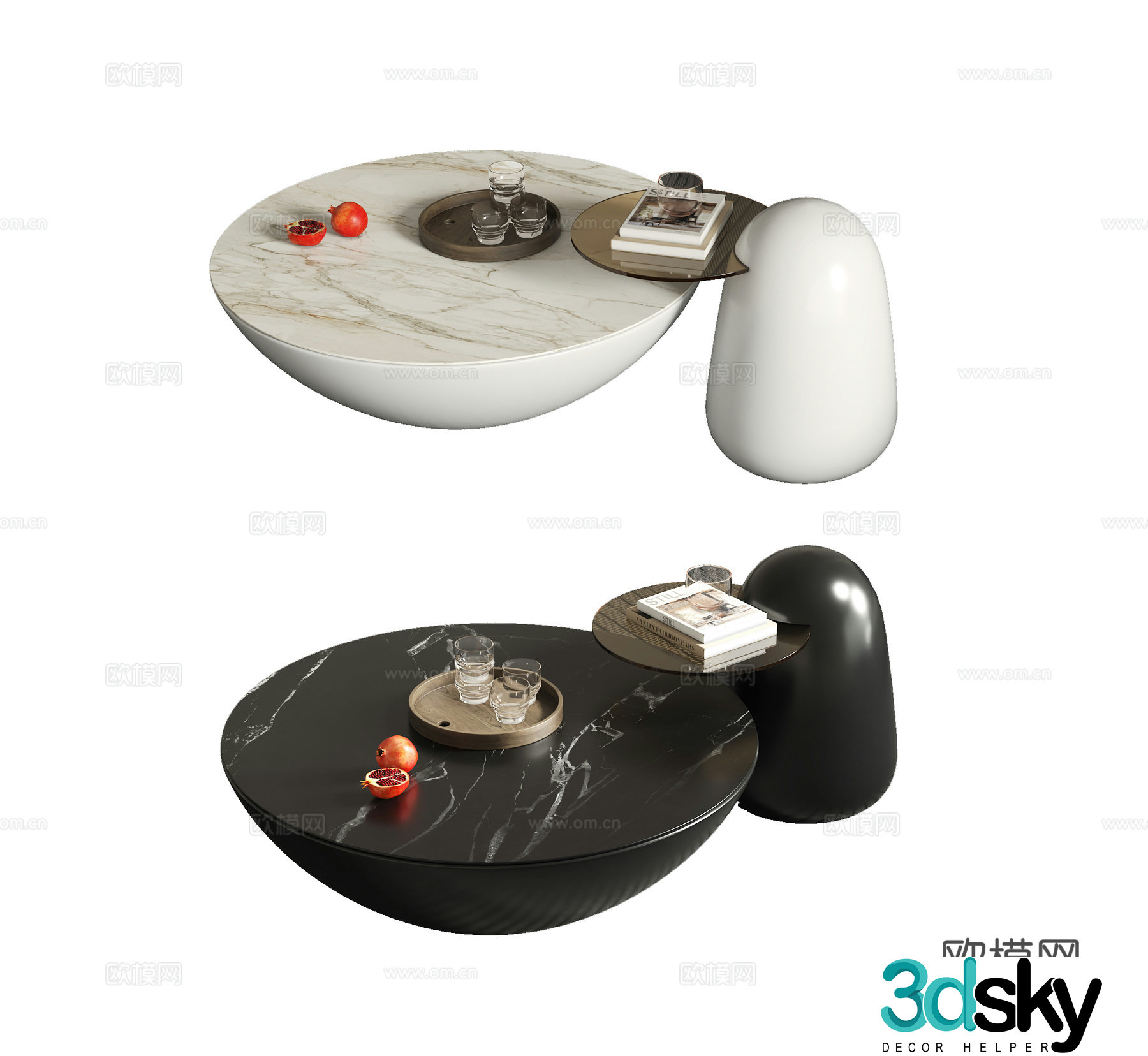 Modern marble coffee table 3d model