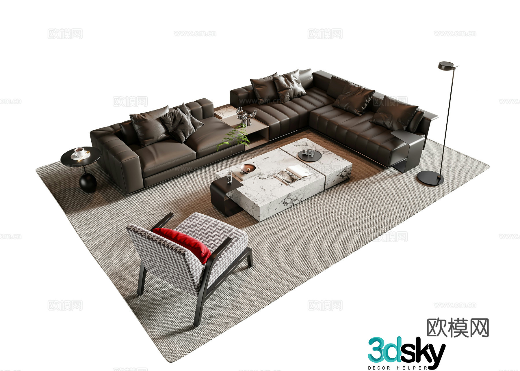 Italian sectional sofa 3d model