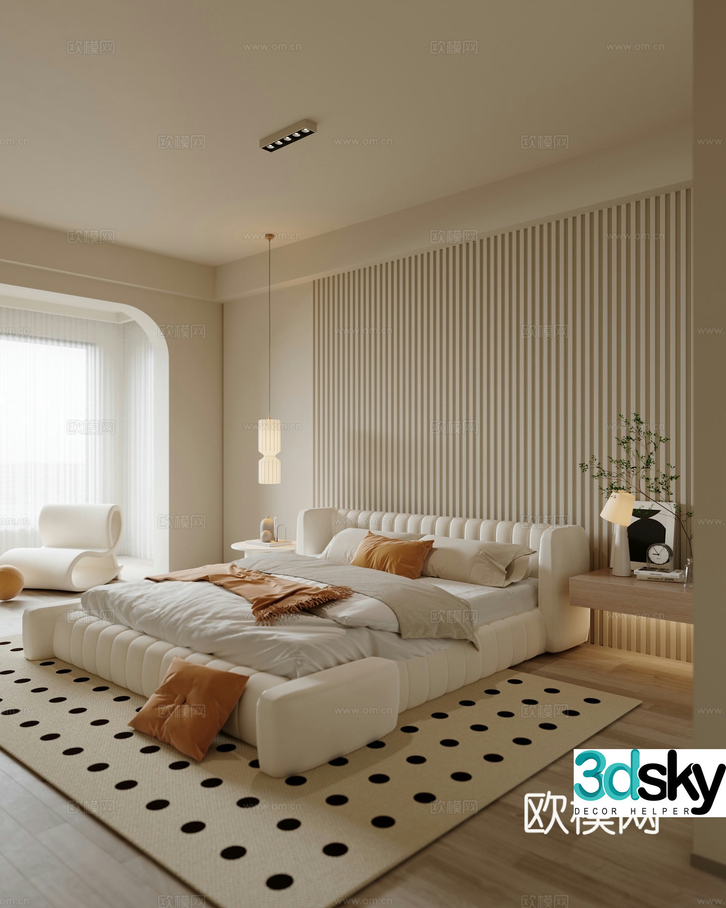 Cream style bedroom master bedroom 3d model