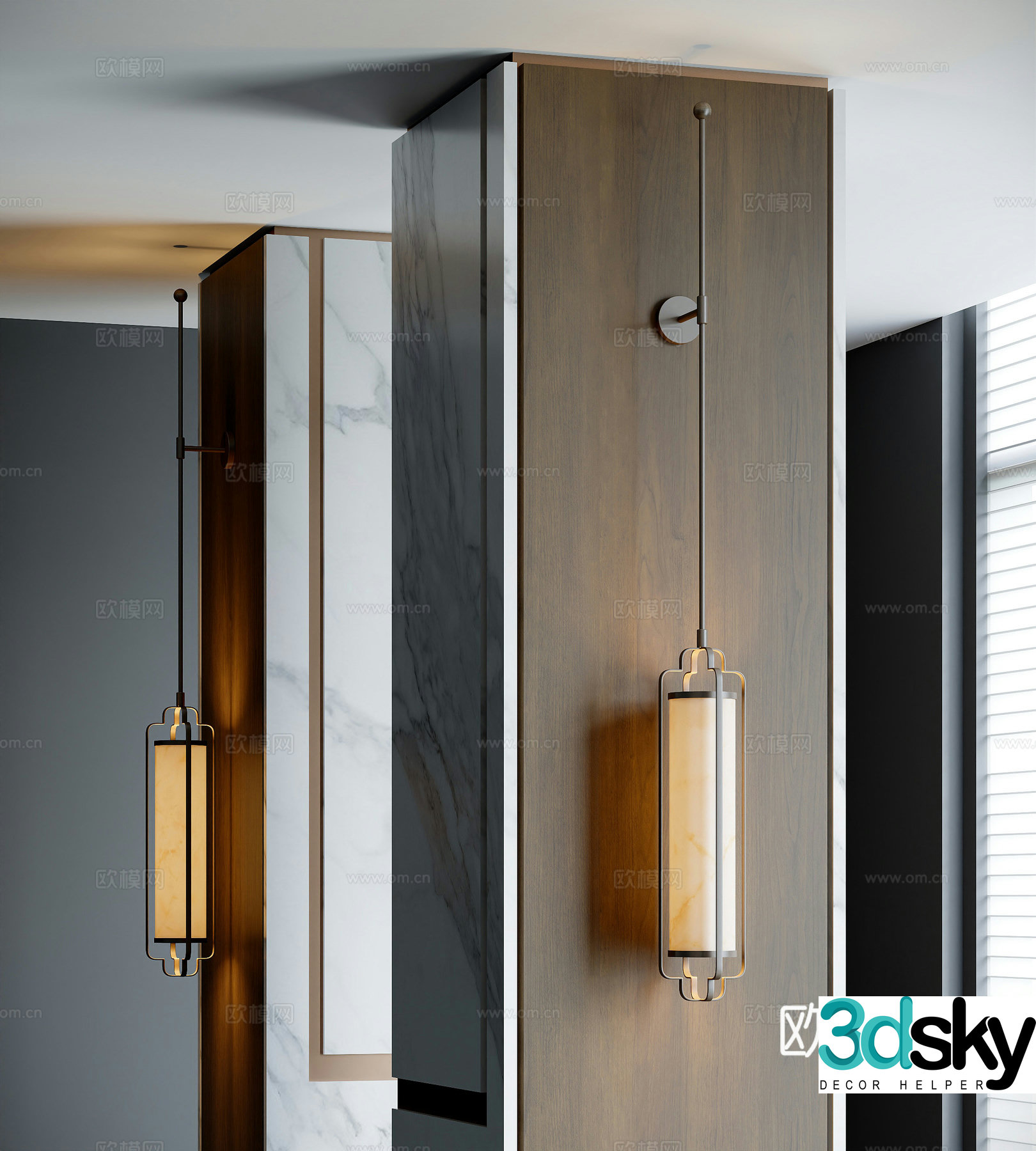 New Chinese style wall lamp 3d model