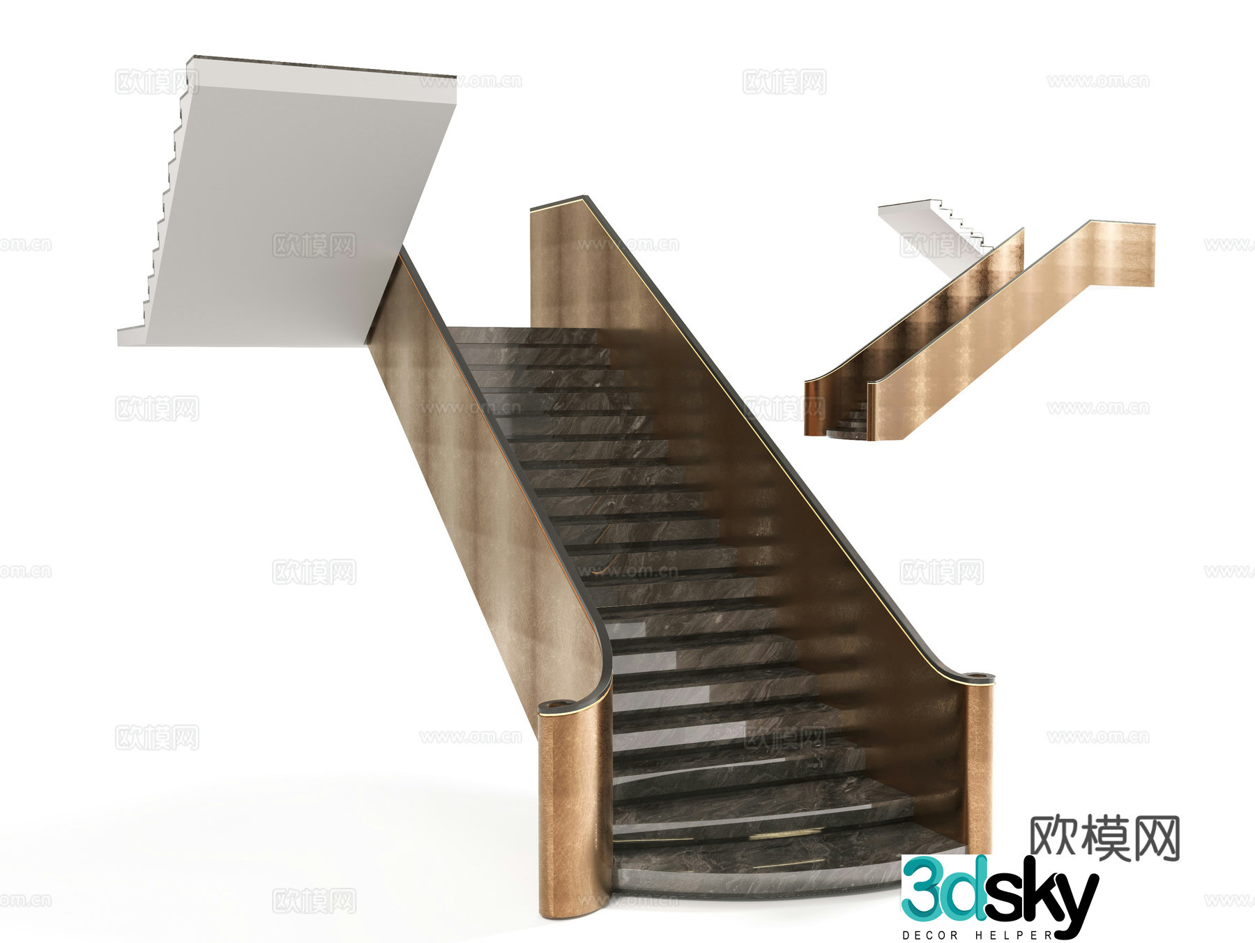 modern staircase handrail staircase 3d model