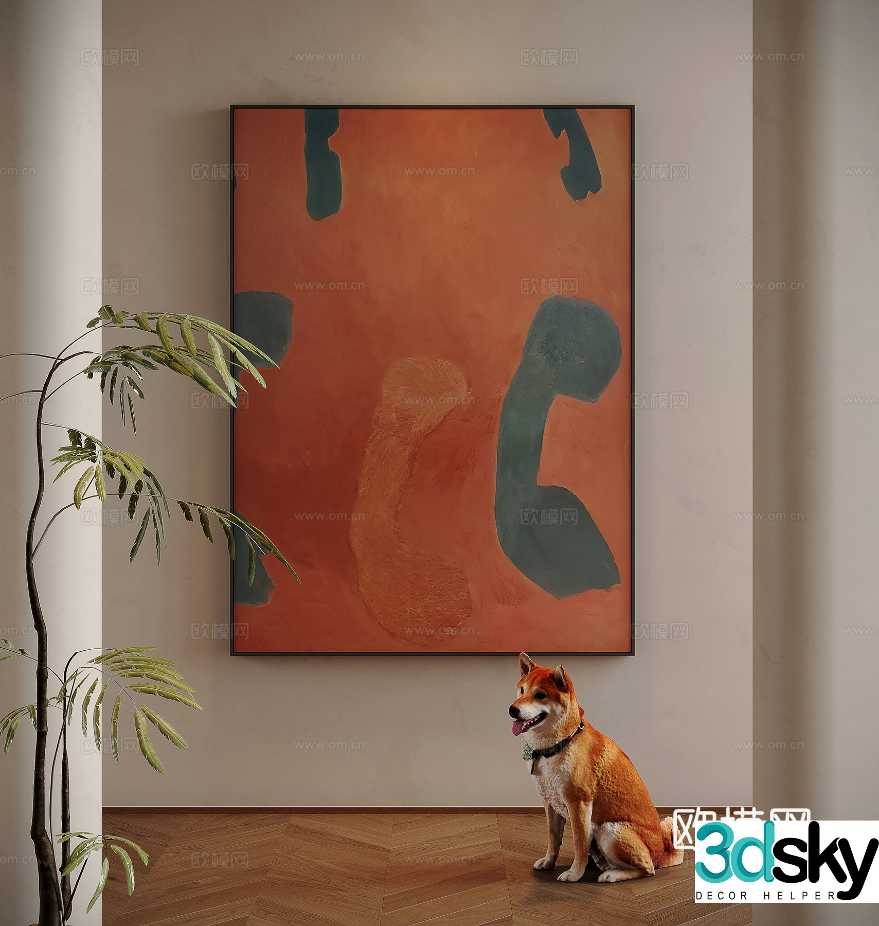 Modern abstract painting decorative painting 3d model