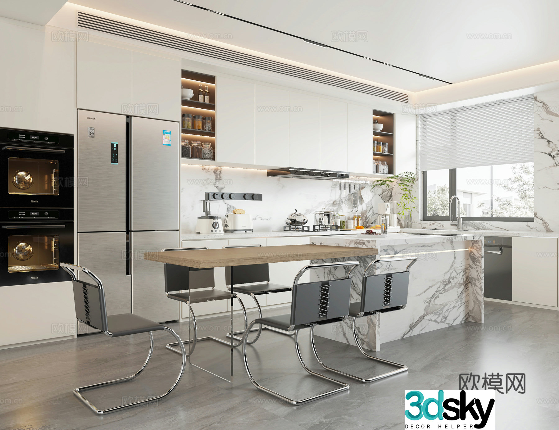 Modern island restaurant 3d model