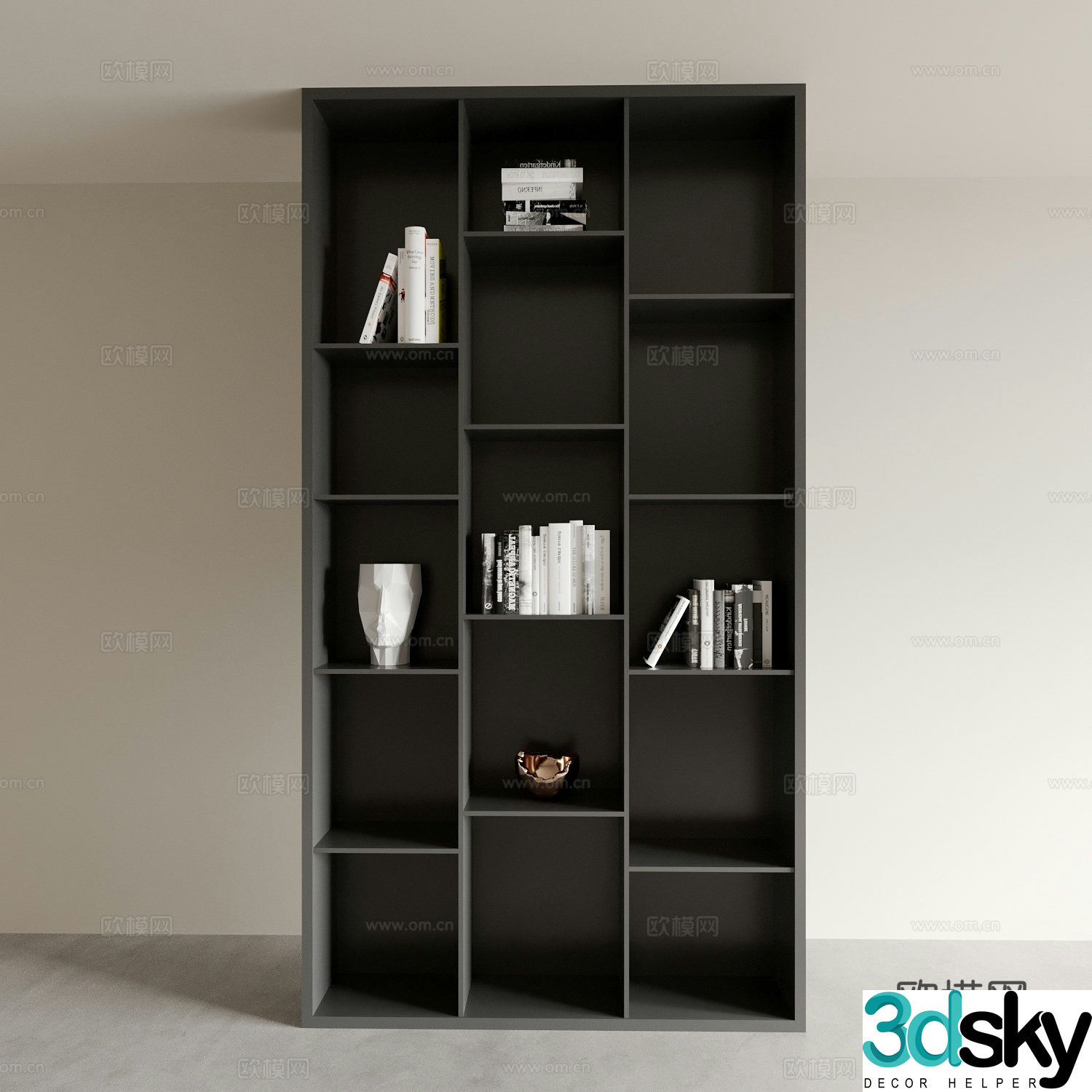 Modern bookcase display cabinet 3d model