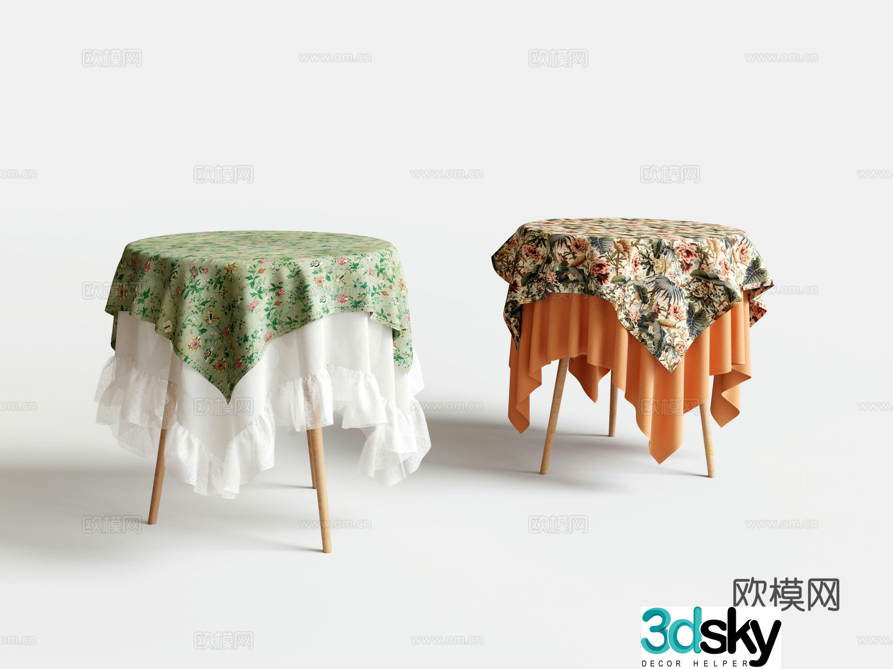 French dining table round table 3d model