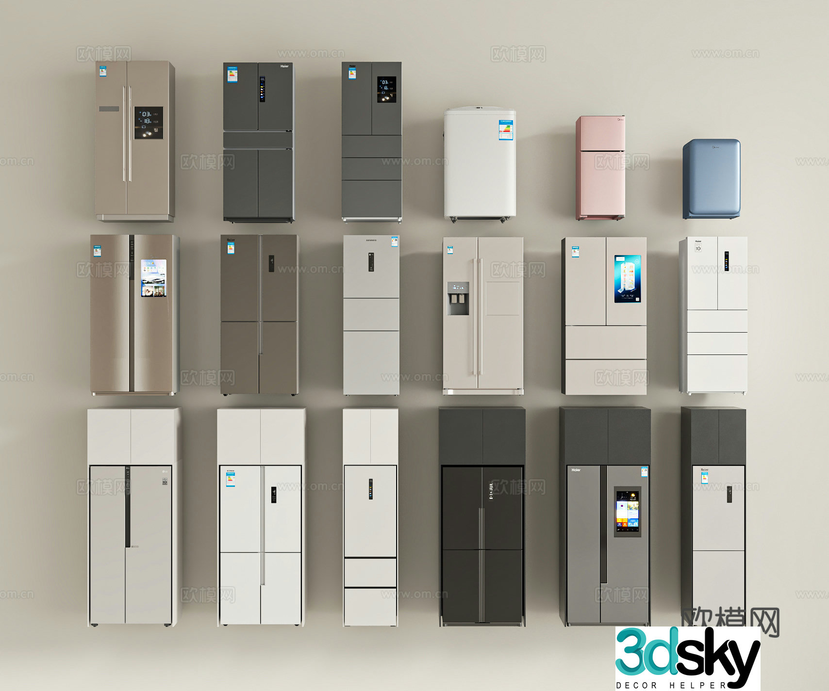 Modern smart refrigerator freezer 3d model