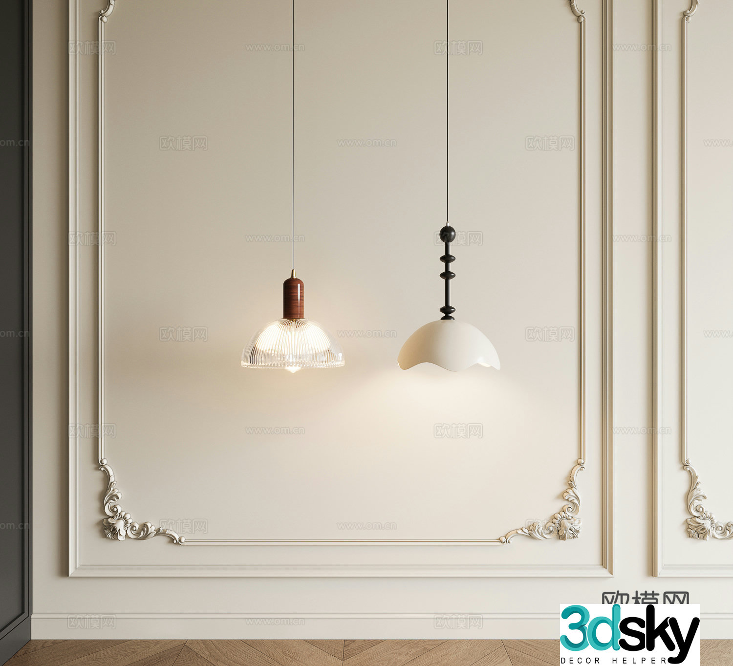 French bedside chandelier 3d model