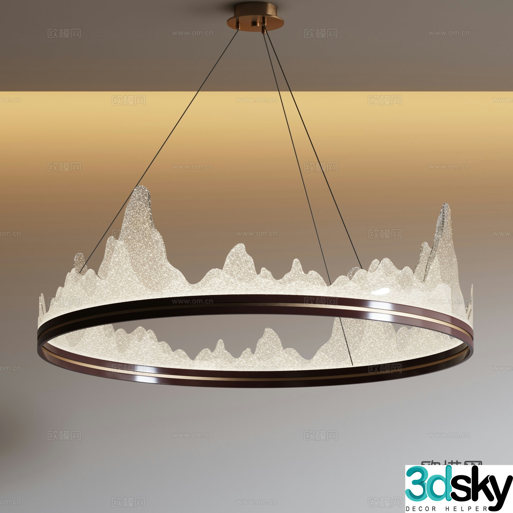 New Chinese style chandelier landscape chandelier 3d model