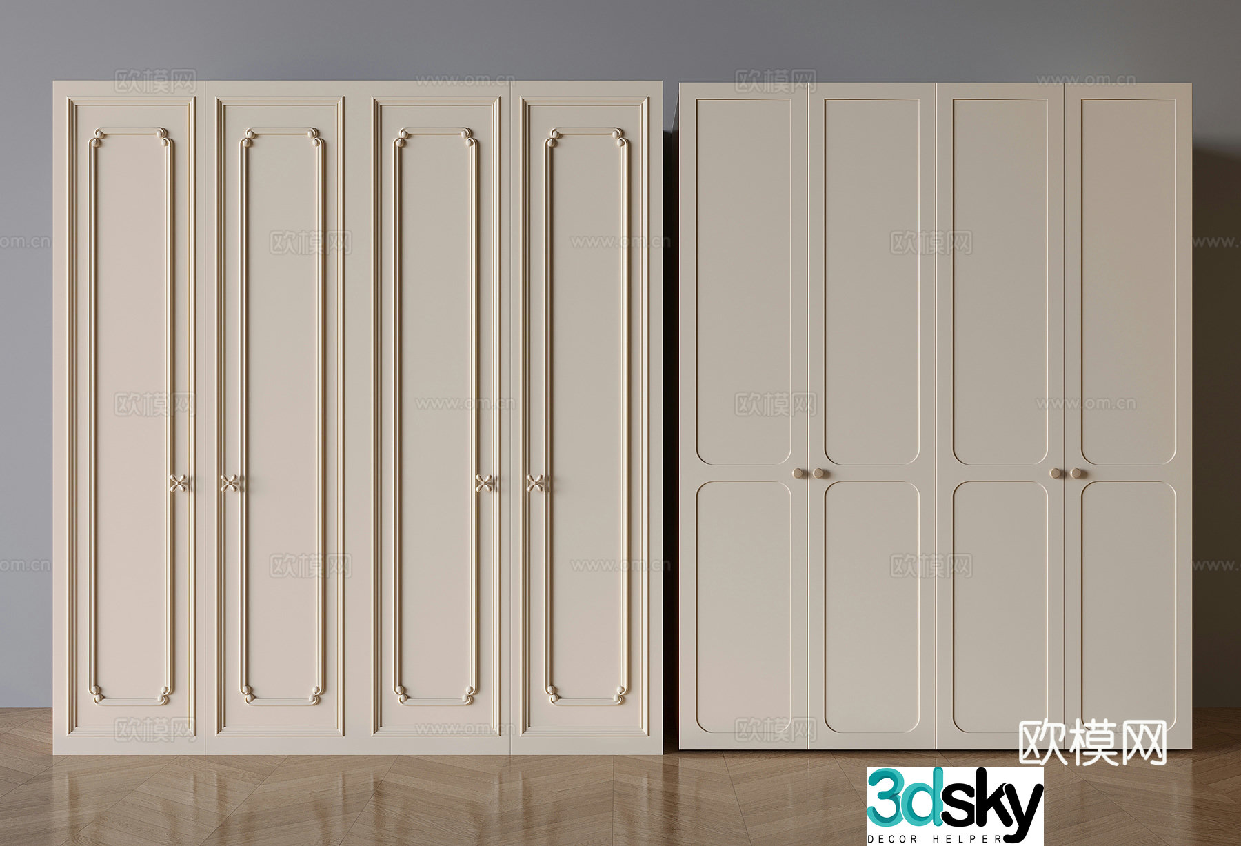 French wardrobe door panel 3d model