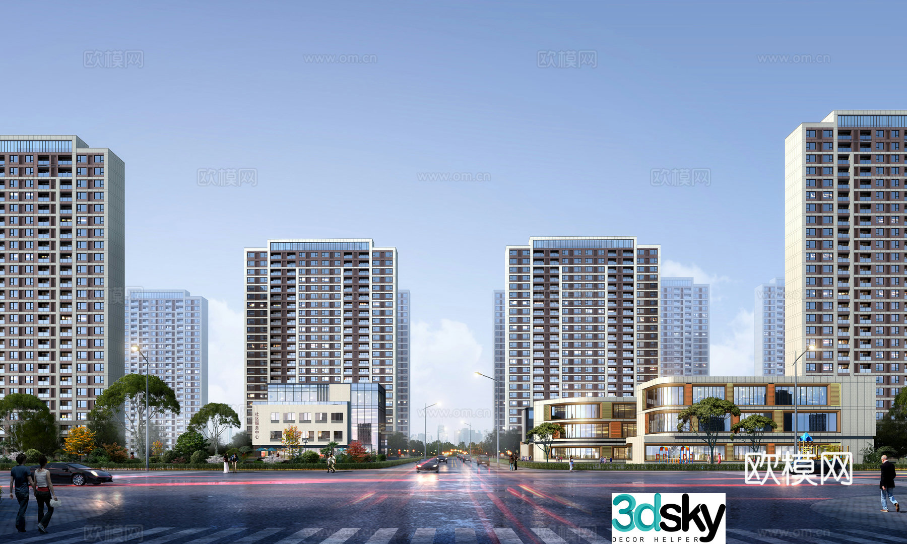 Residential 3D model along the street