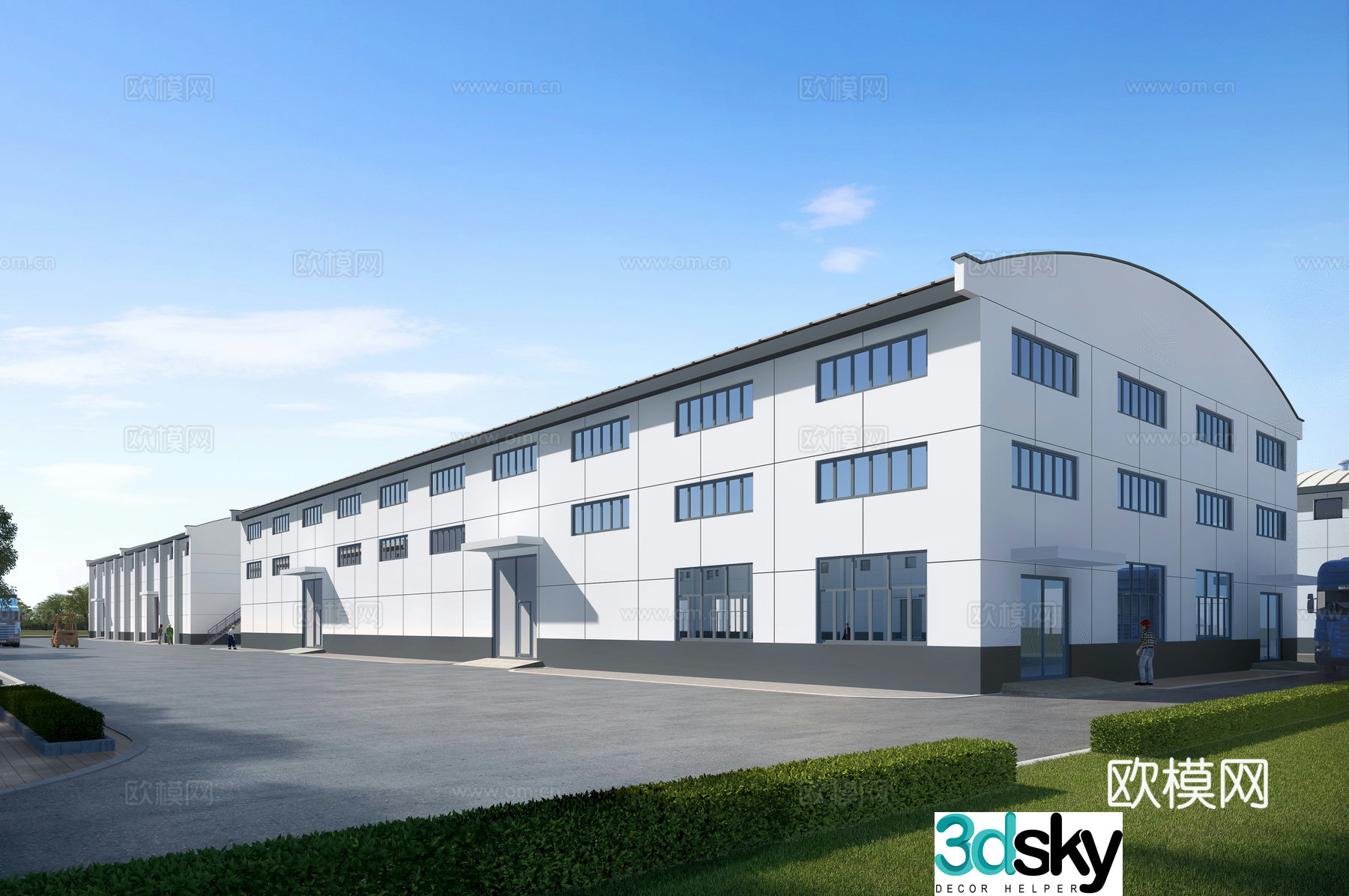 Grain depot factory appearance 3D model