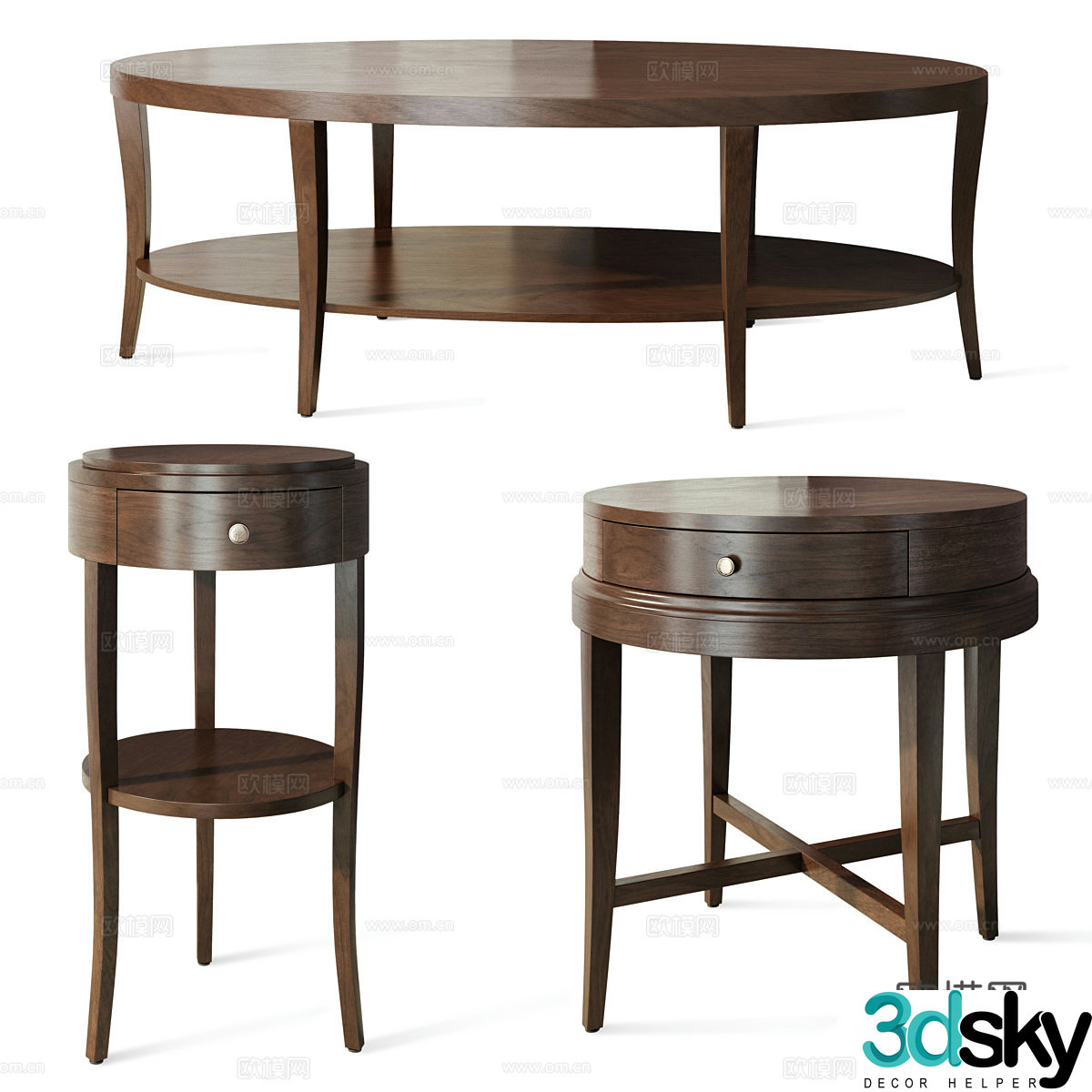 Medieval style coffee table round table 3d model
