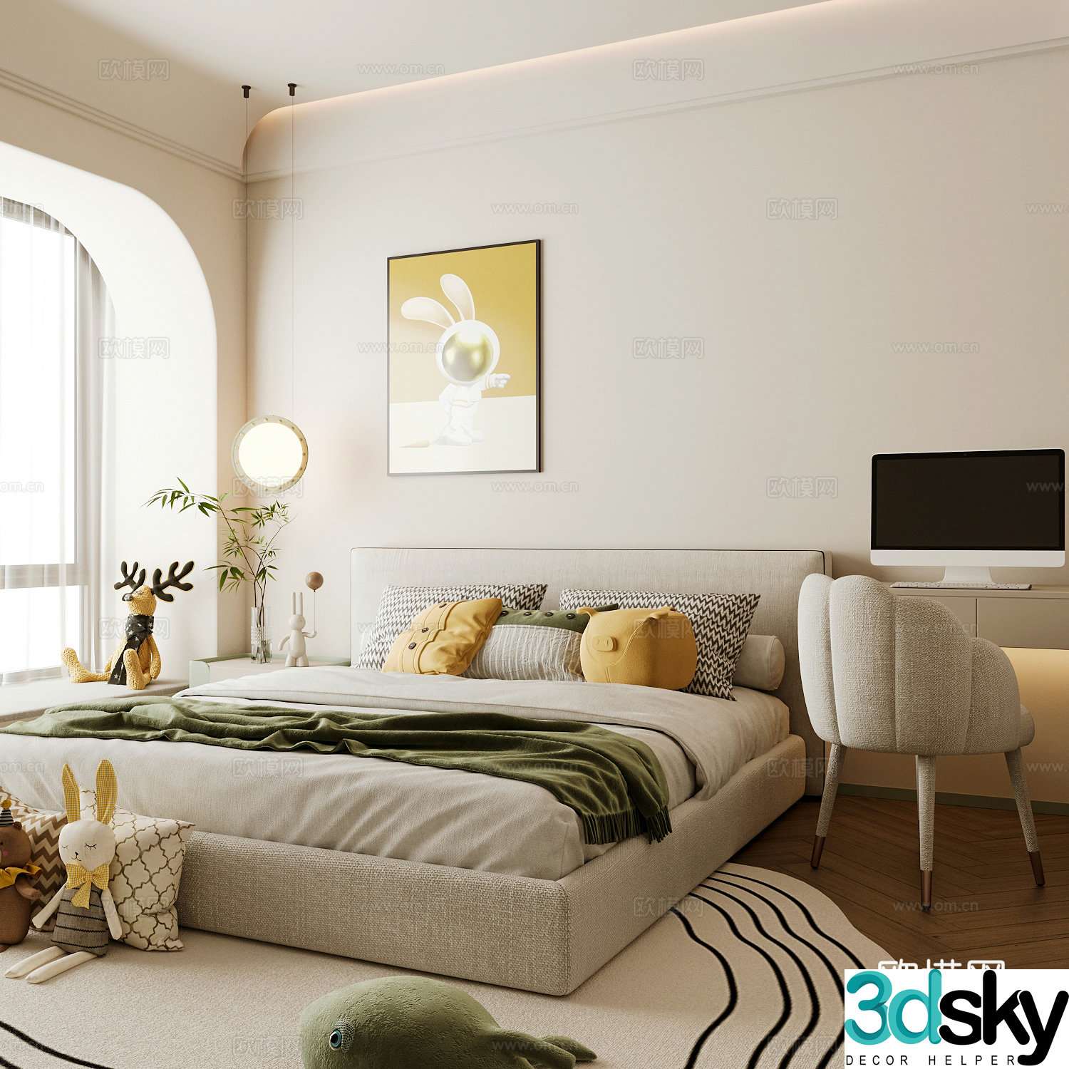 Modern children’s room girl’s room 3d model
