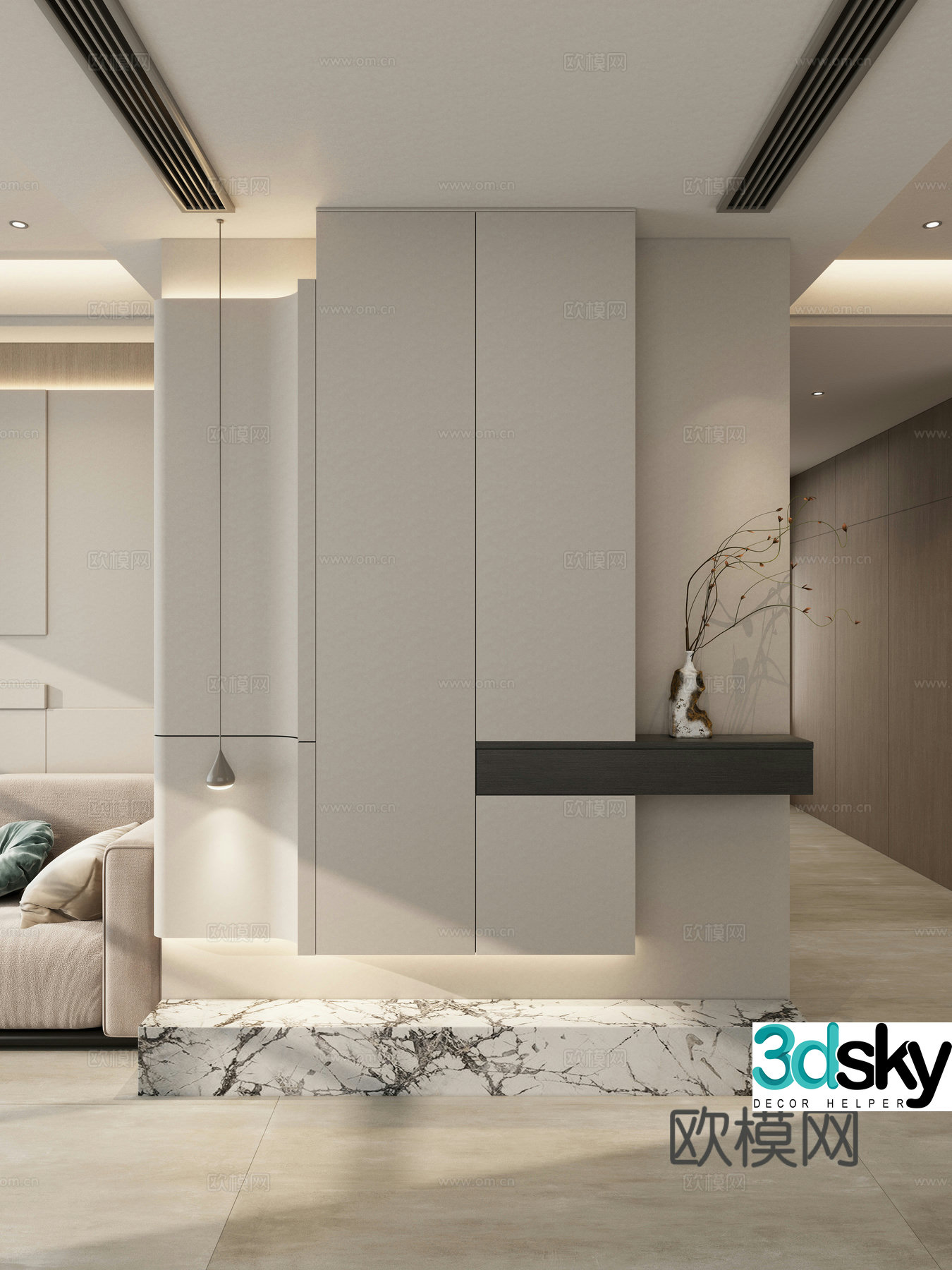 Cream style entrance hall 3D model