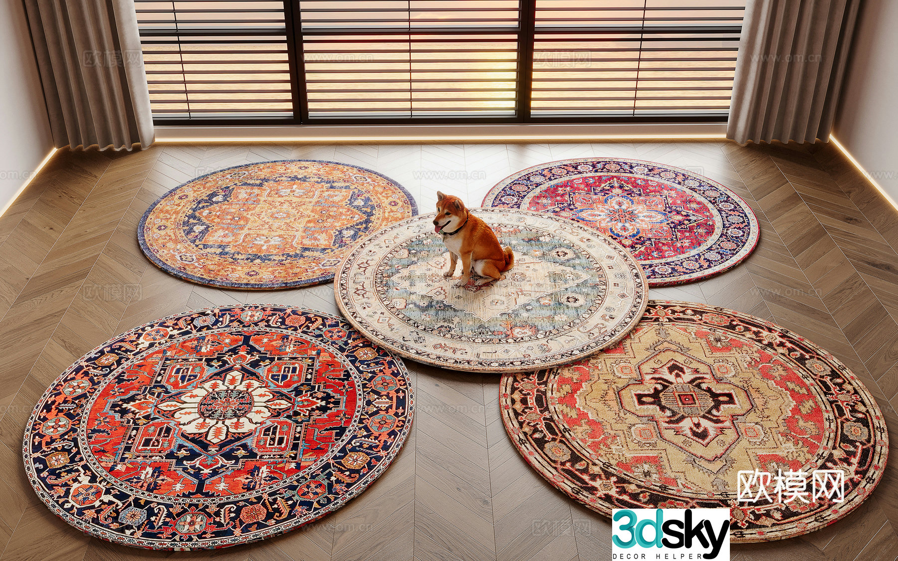 American round carpet 3d model