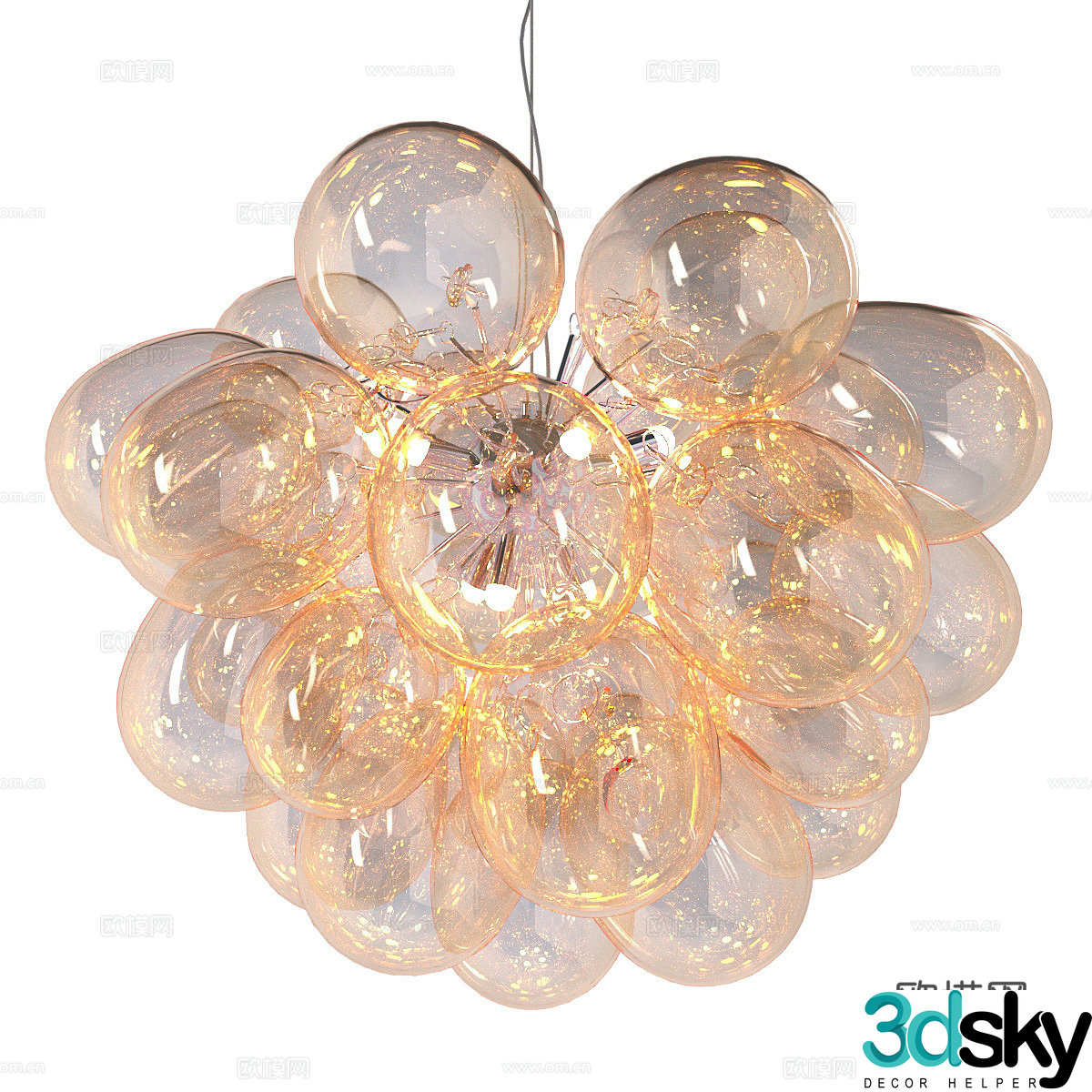 Glass ball chandelier 3d model