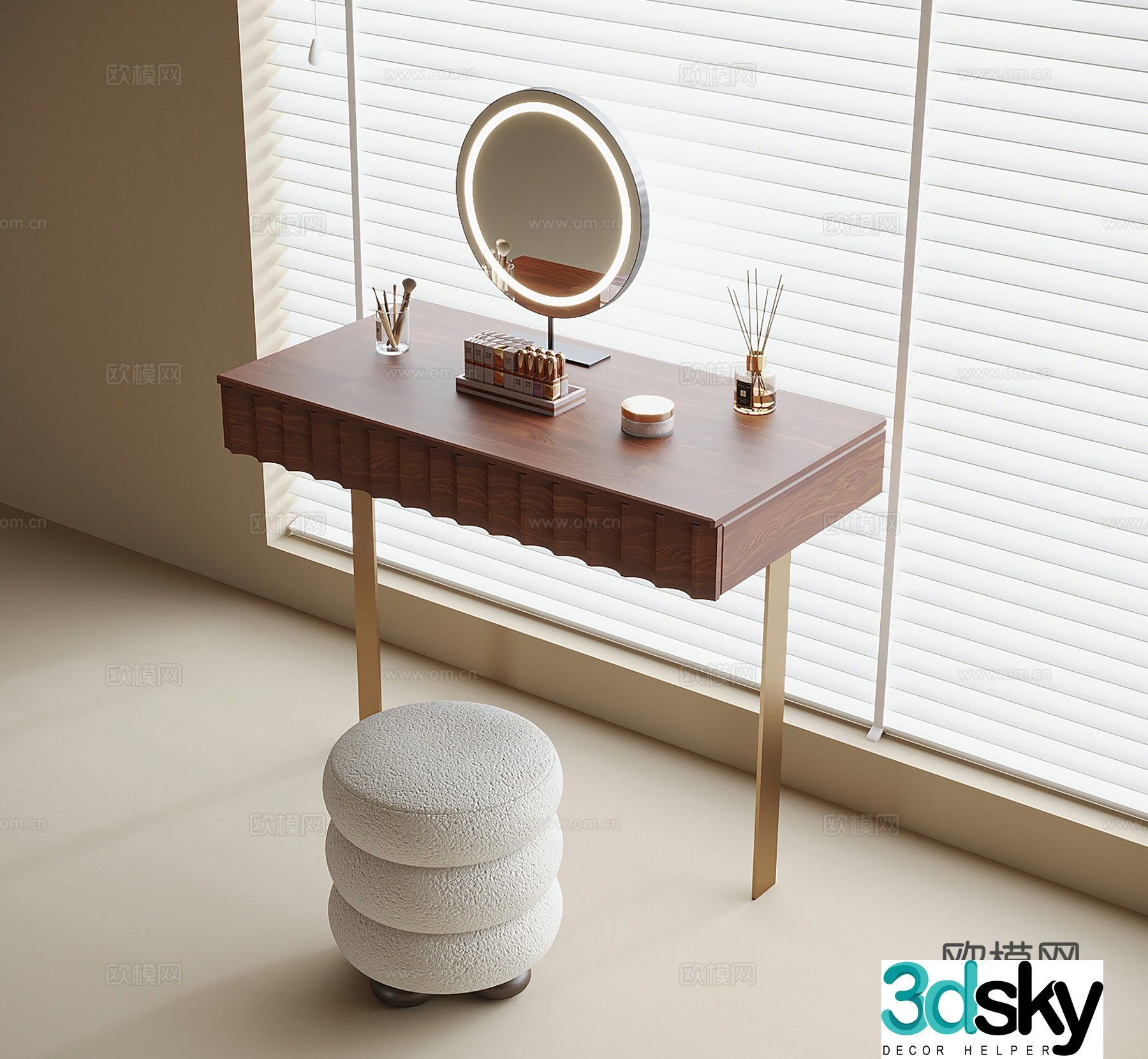 French dressing table dressing stool 3D model
