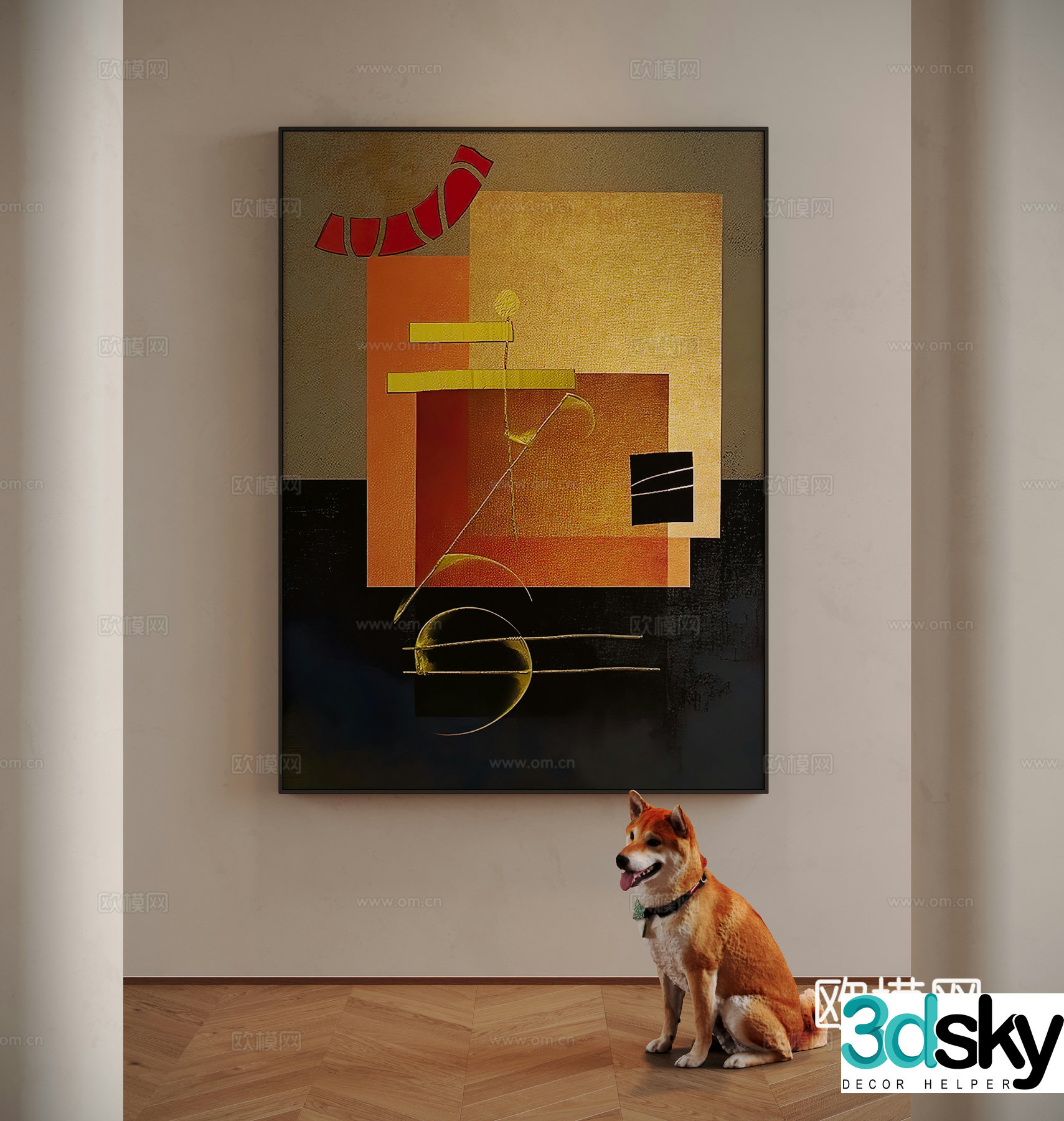 Medieval style texture painting decorative painting 3d model