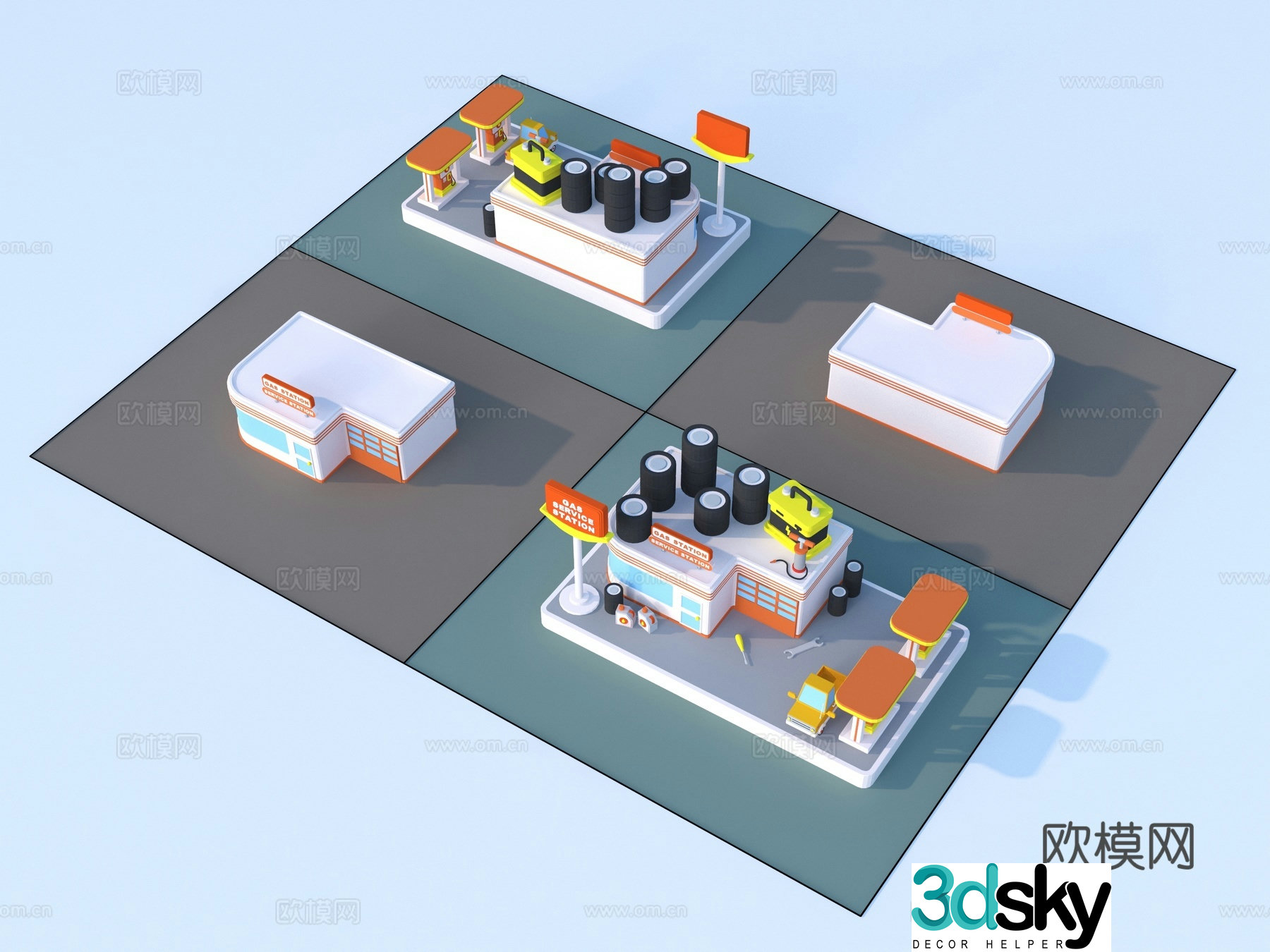 Cartoon toys architectural sketch 3d model