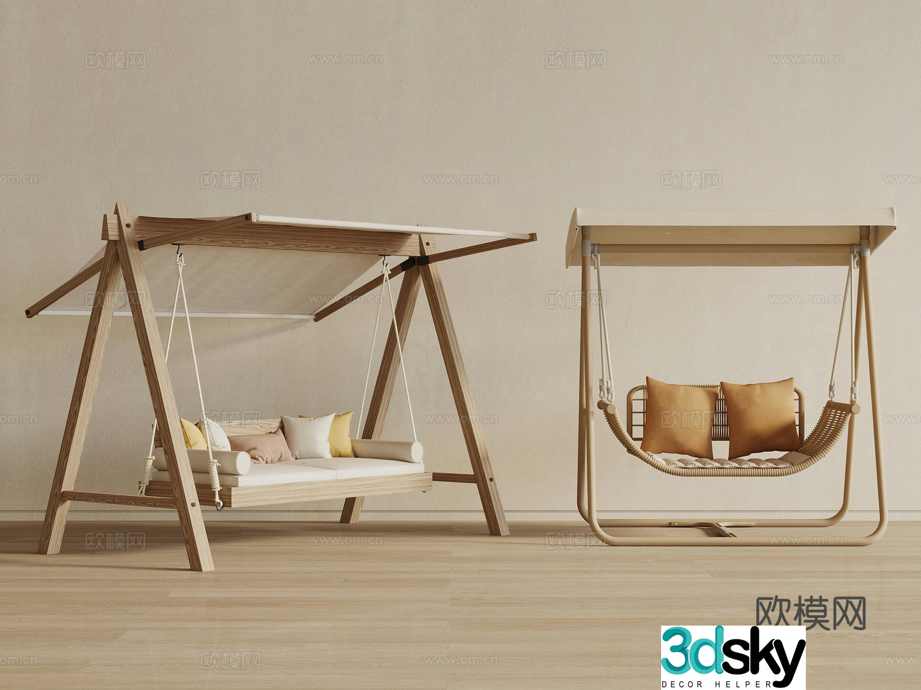New Chinese style hanging chair garden chair swing 3d model