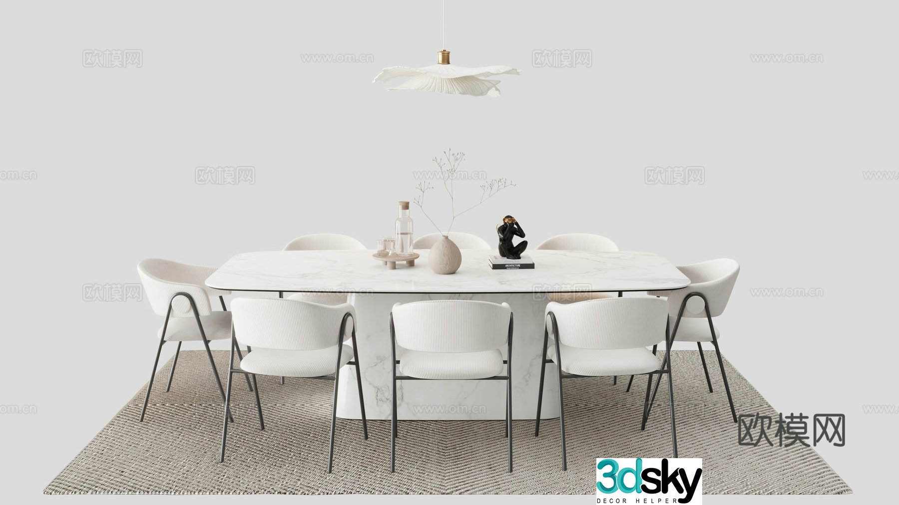 Modern dining table and chair 3d model