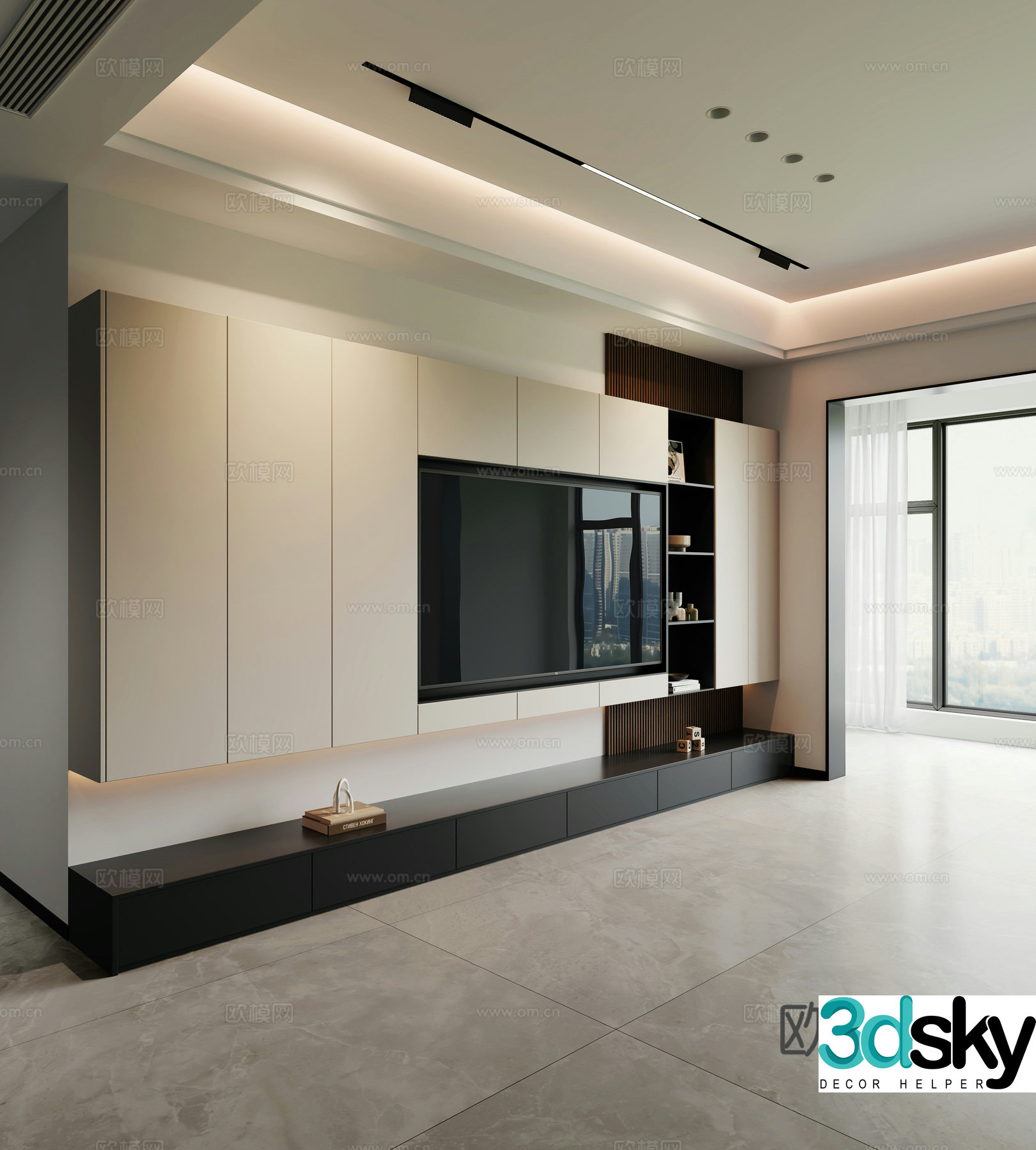 Modern TV background wall 3d model