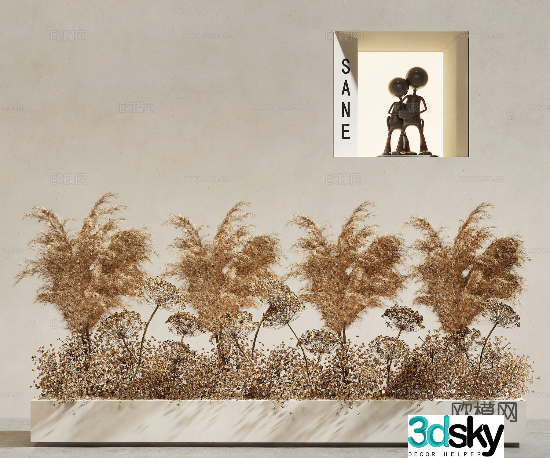 plant pile reed wheat flower box hay 3d model