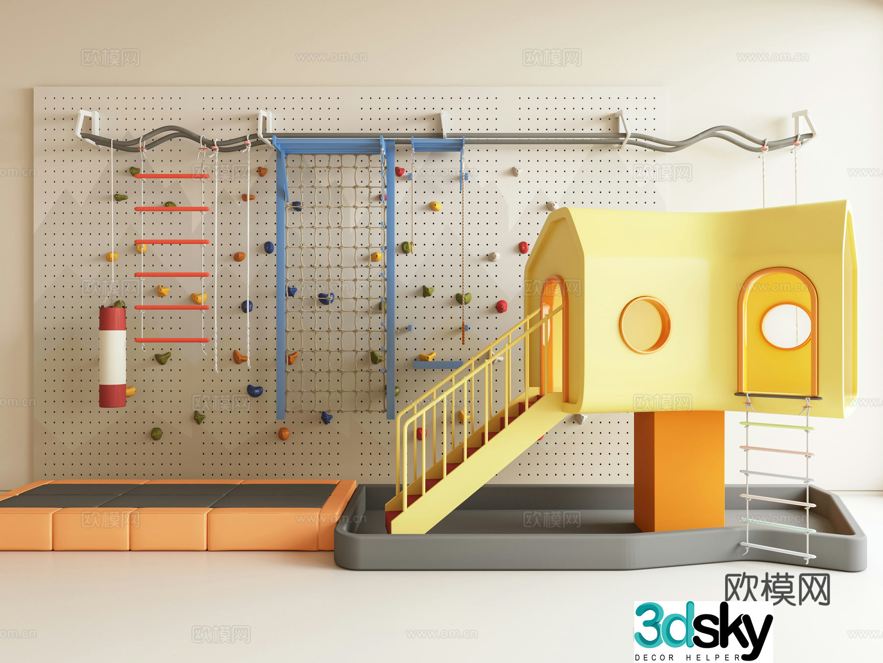 Children’s equipment rock climbing wall climbing frame children’s slide 3d model