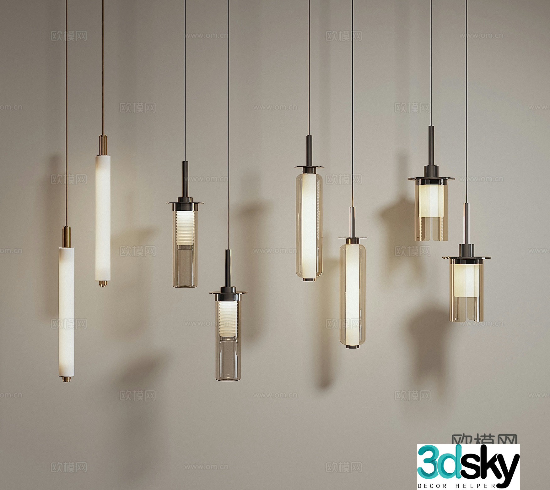 Modern glass chandelier 3d model
