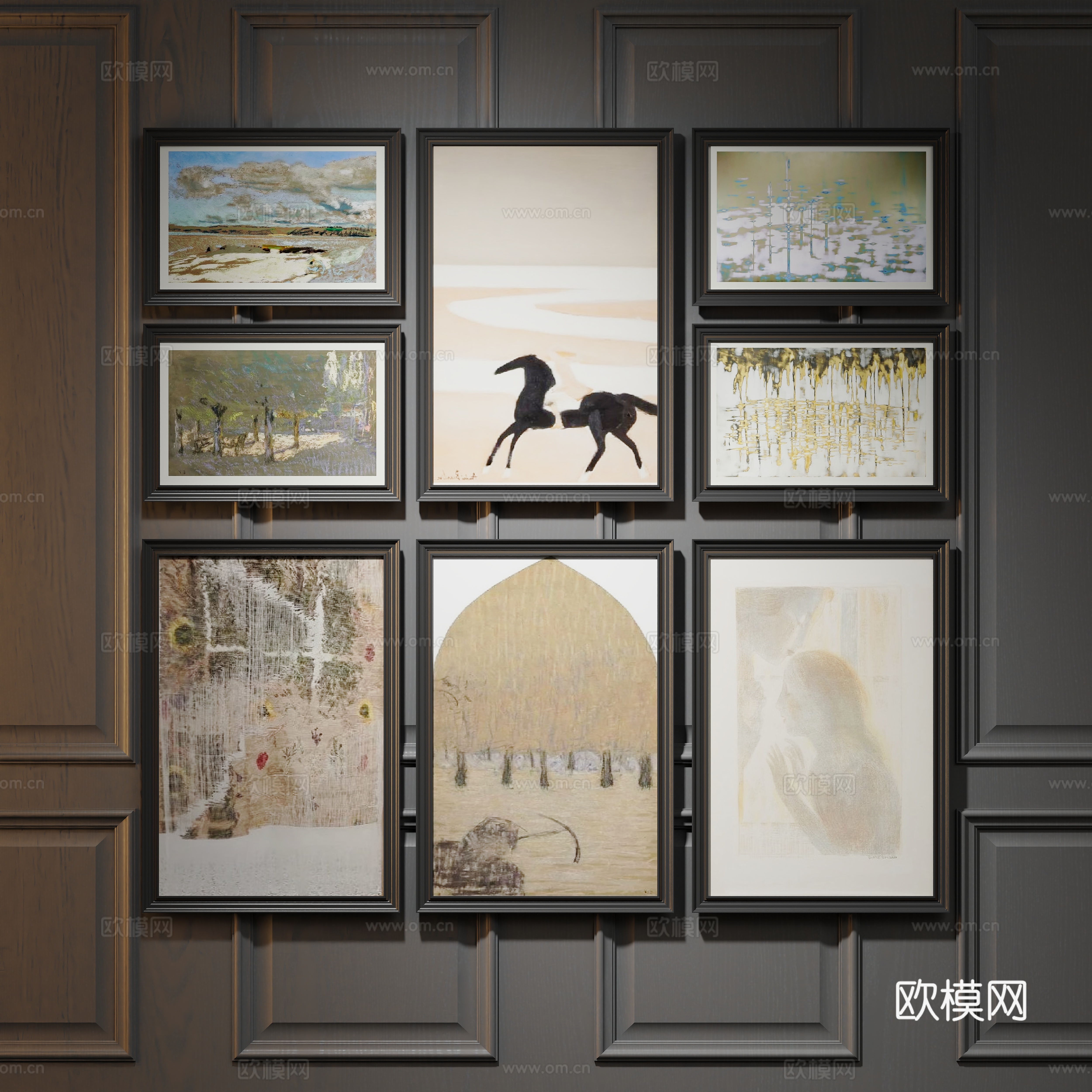 Modern Combination Painting Decorative Painting Art Painting 3D Model