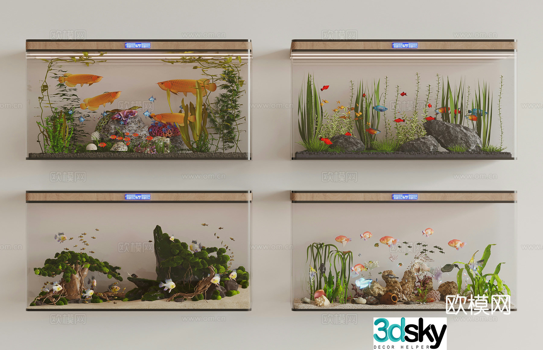 Modern fish tank aquarium 3d model