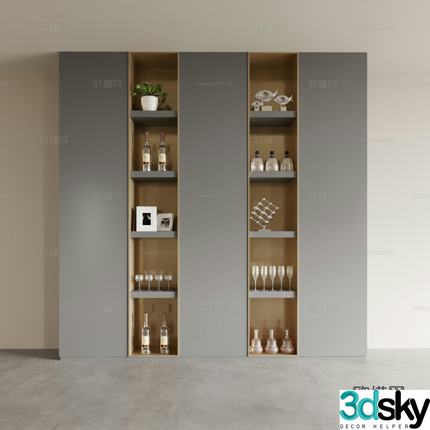 Modern wine cabinet 3d model
