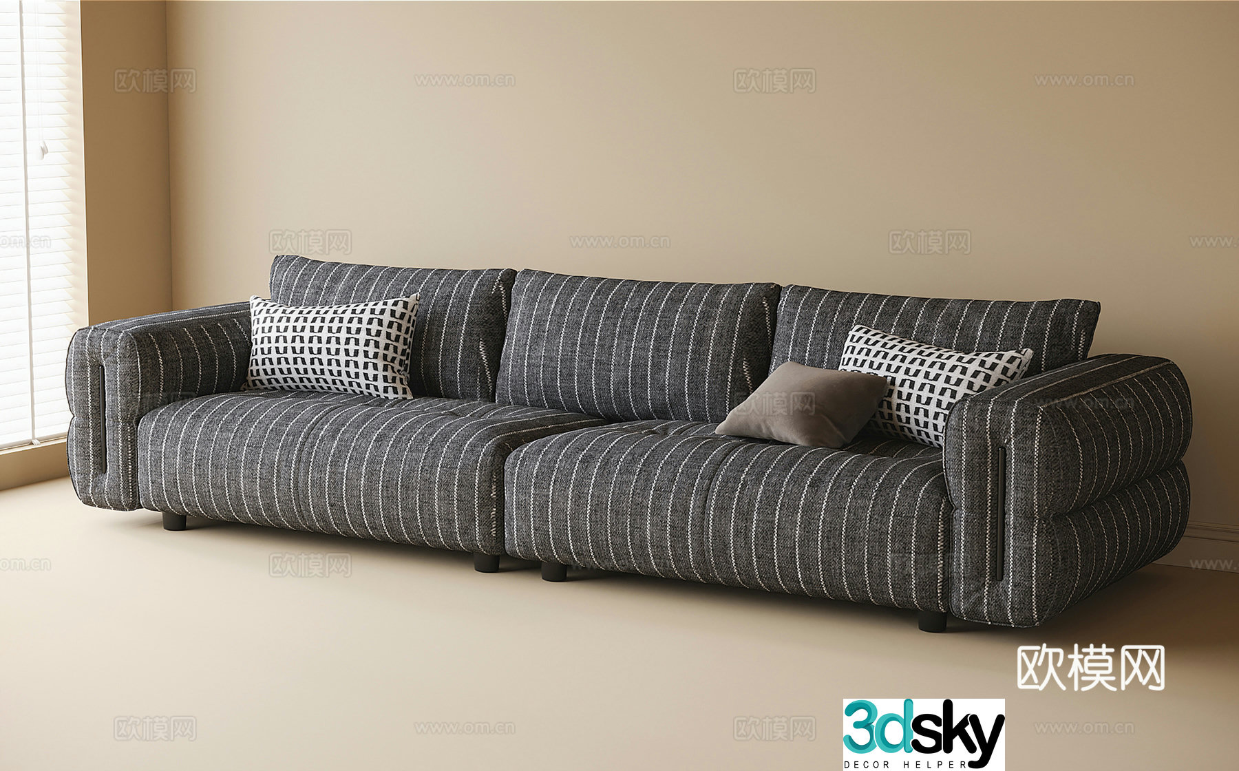 Modern three-seat sofa 3d model